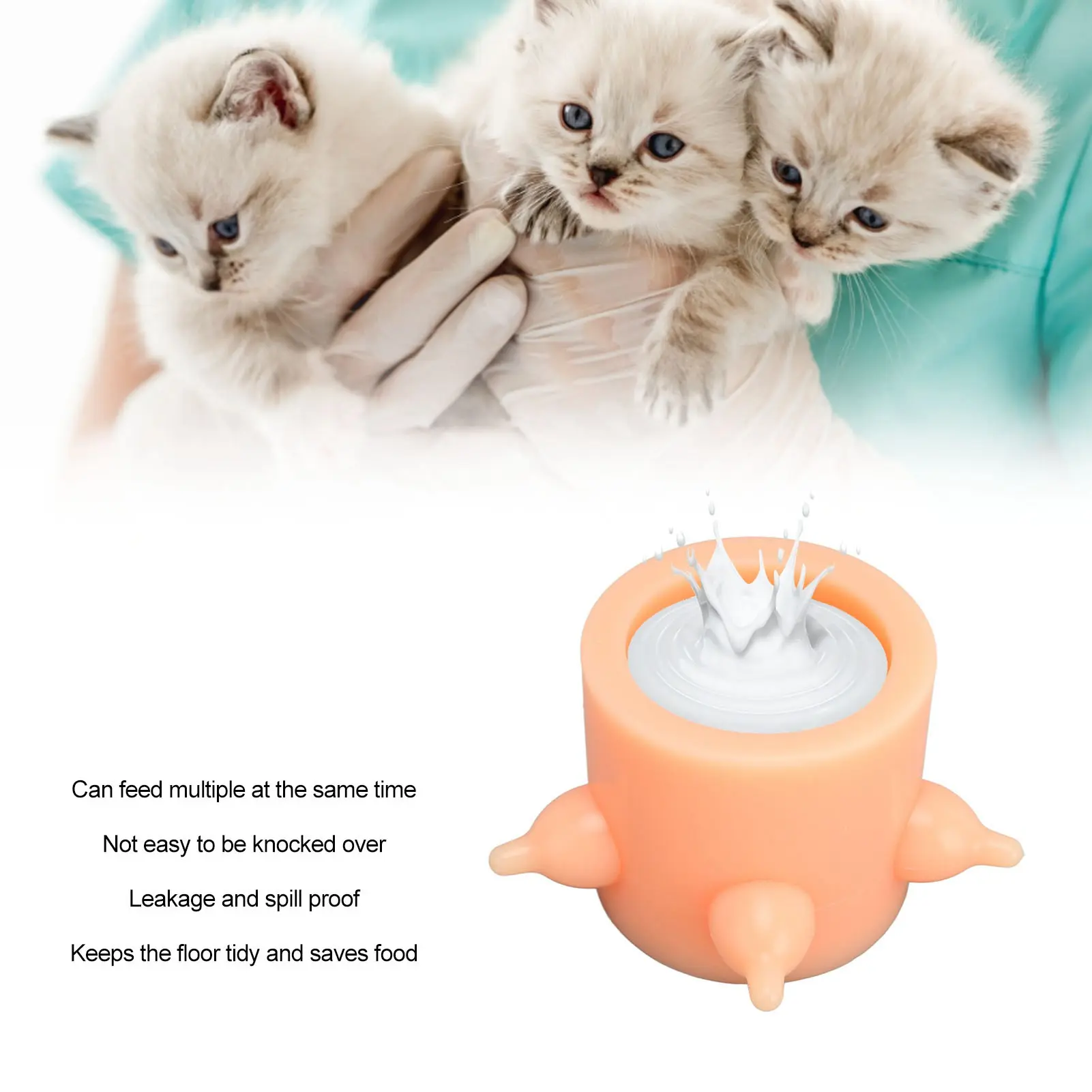 Pet Milk Feeder Food Grade Silicone Simulation Multi Nipple Small Pet Nursing Bowl for Kitten Puppy