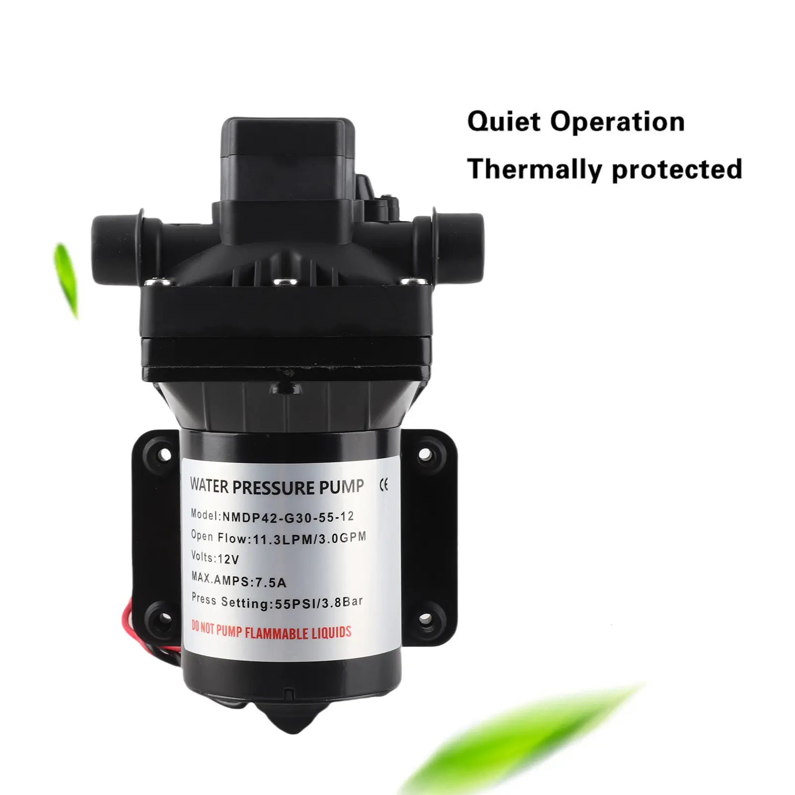 55PSI 3 Gallons Per Minute 7.5 Amps 12V DC RV Caravan Selfpriming Water Pump 4008101E65
