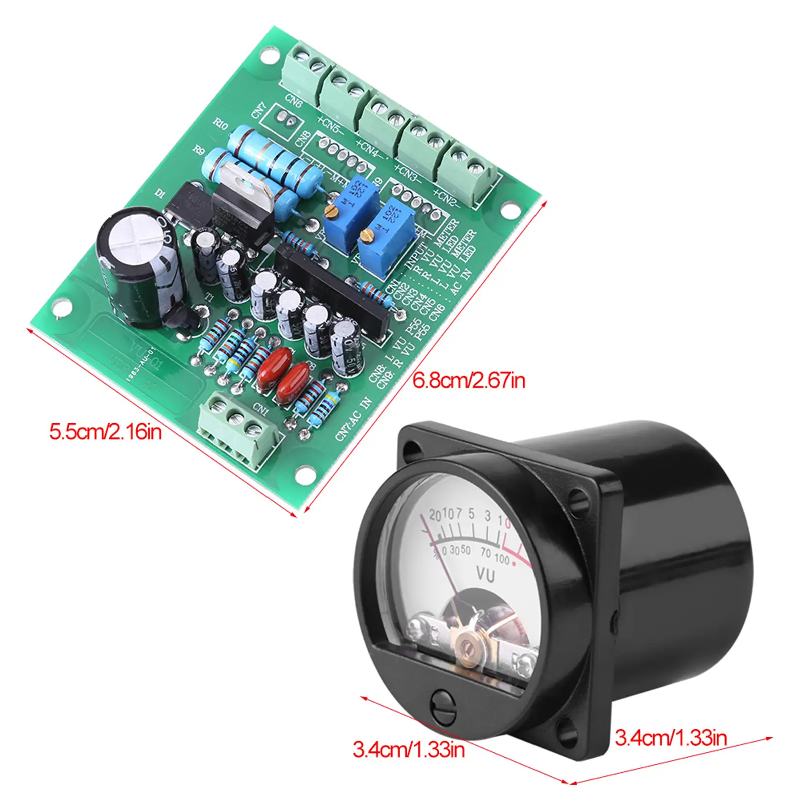 Test Meters Warm Back Light Recording 2x pcs VU Meter Warm Back Light Recording + Audio Level Amp with Driver Board VU Meter