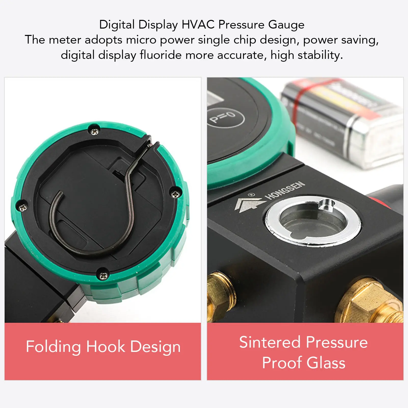 Digital HVAC Gauge Ball Valve Timed Shutdown Stable HVAC Vacuum Gauge Tester Power Saving for Air Conditioning Fluoridation