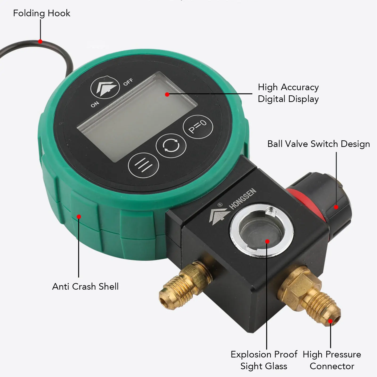 Digital HVAC Gauge Ball Valve Timed Shutdown Stable HVAC Vacuum Gauge Tester Power Saving for Air Conditioning Fluoridation