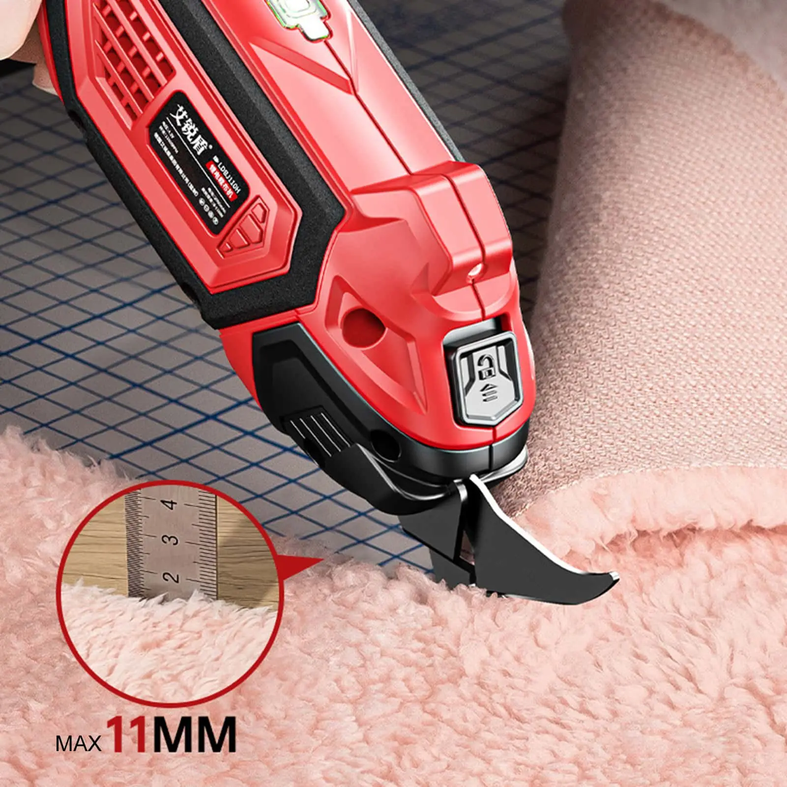 Electric Scissors for Fabric, Leather, Carpet, PVC and Cardboard Cordless Cutter 4.2V 2000mAh Battery with LED Light