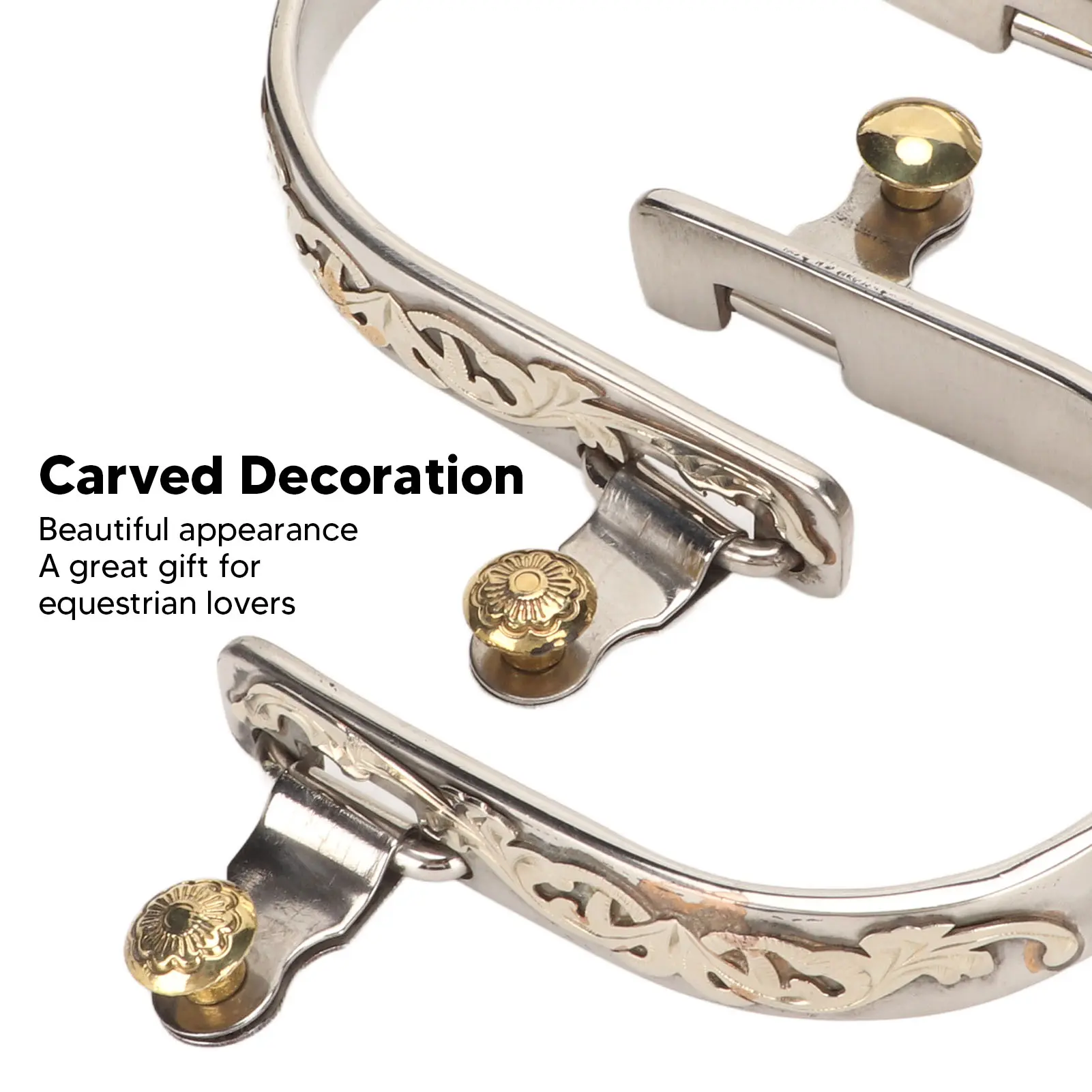 1 Pair Horse Spurs Stainless Steel Western Cowboys Spurs Men Women Horse Boot Spurs with Rotatable Gear for Equestrian