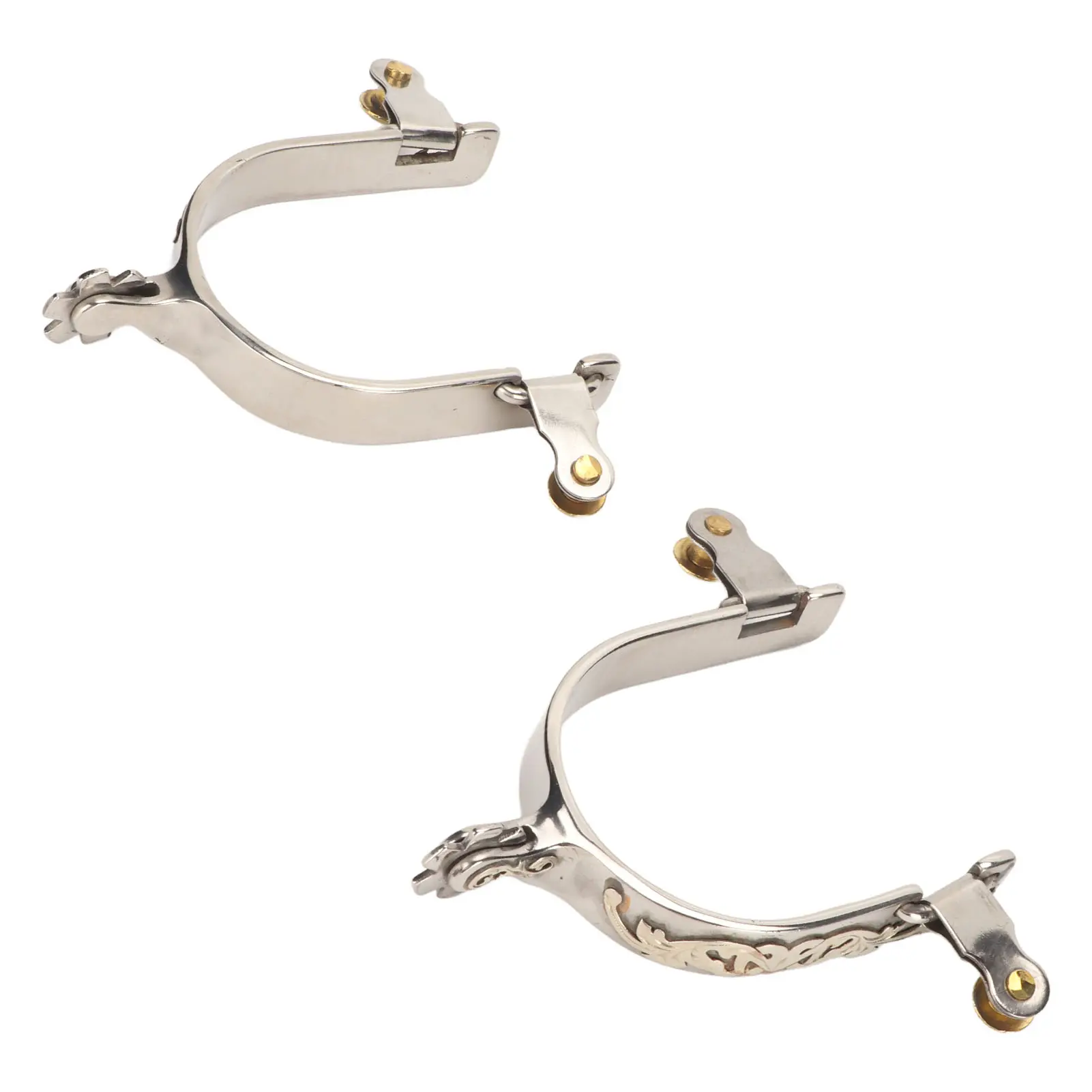 1 Pair Horse Spurs Stainless Steel Western Cowboys Spurs Men Women Horse Boot Spurs with Rotatable Gear for Equestrian