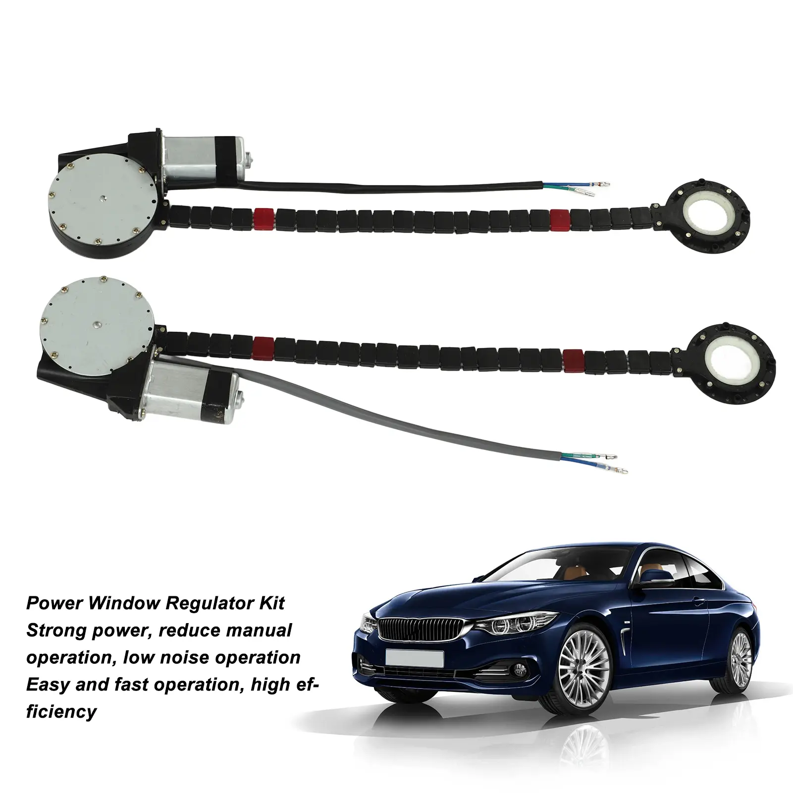 12V Power Window Lift Regulator Conversion Kit with Power Harness Universal for 2 Door Pickup Trucks Vans SUVs