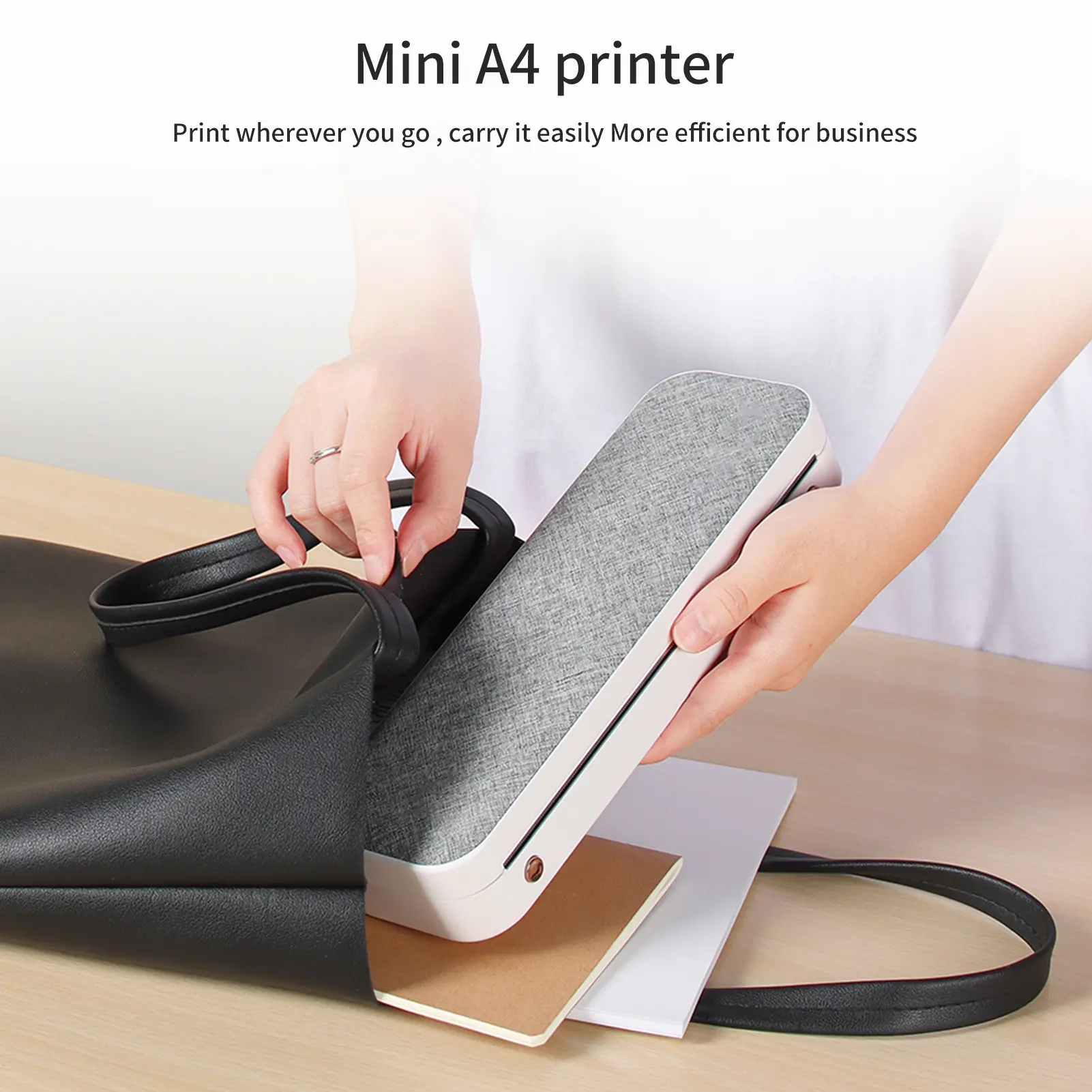 A4 Paper Printer Direct Thermal Transfer Wireless Printer Mobile 210mm Mini Mobile Photo Printer USB BT Connection with 1 Roll T