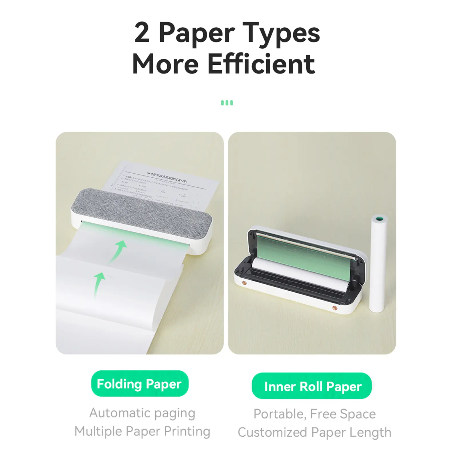 A4 Paper Printer Direct Thermal Transfer Wireless Printer Mobile 210mm Mini Mobile Photo Printer USB BT Connection with 1 Roll T