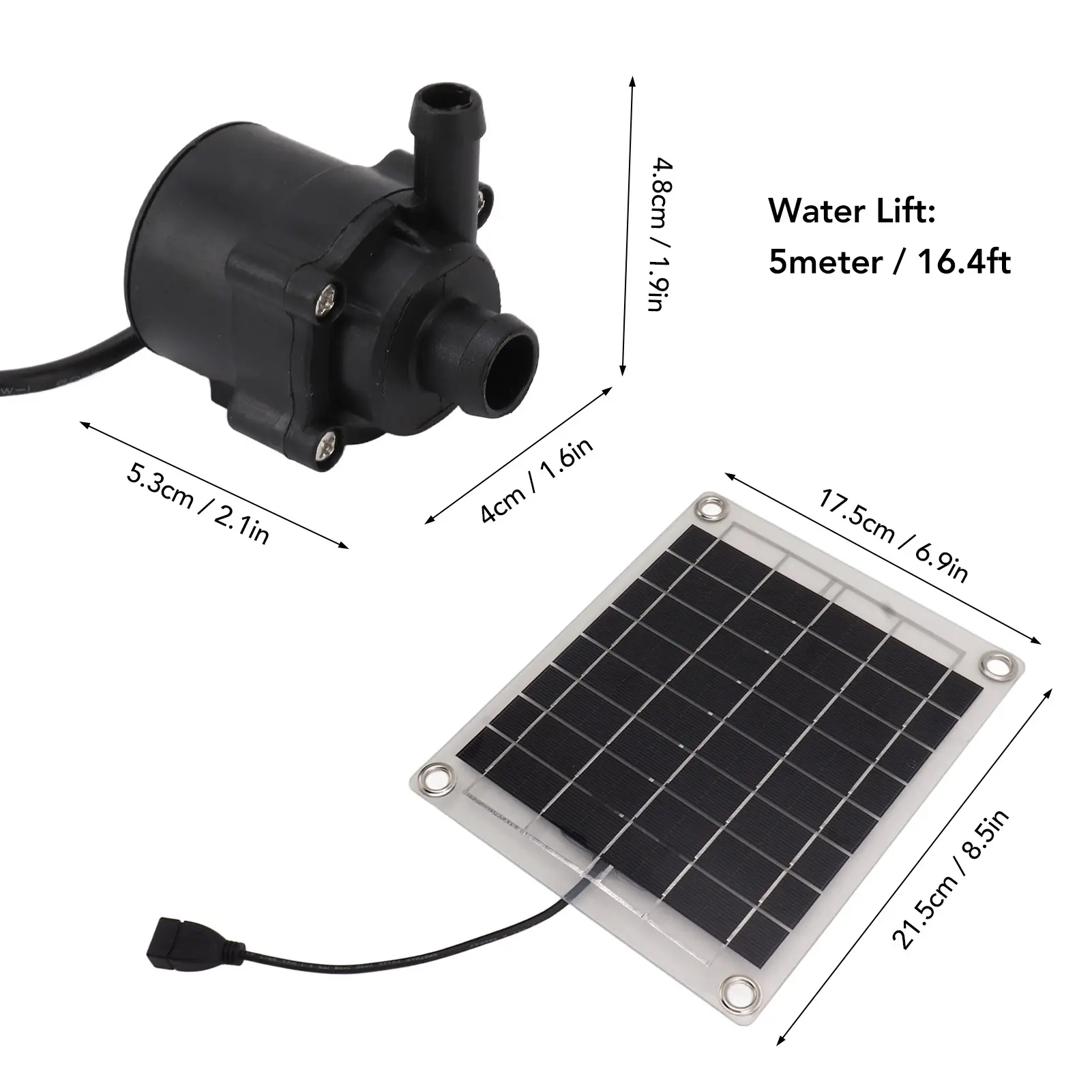 Solar Water Pump Kit 20W Submersible for Fountain Pond Bird Bath Irrigation Adjustable Water Volume with Switch