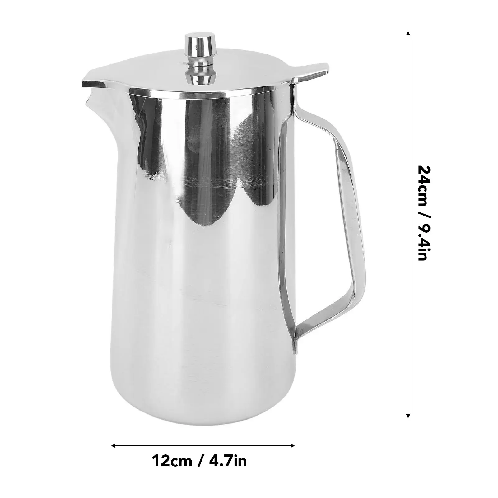 Stainless Steel Teapot 2L Water Pitcher with Ergonomic Handle Juice Cold Beverage Jug