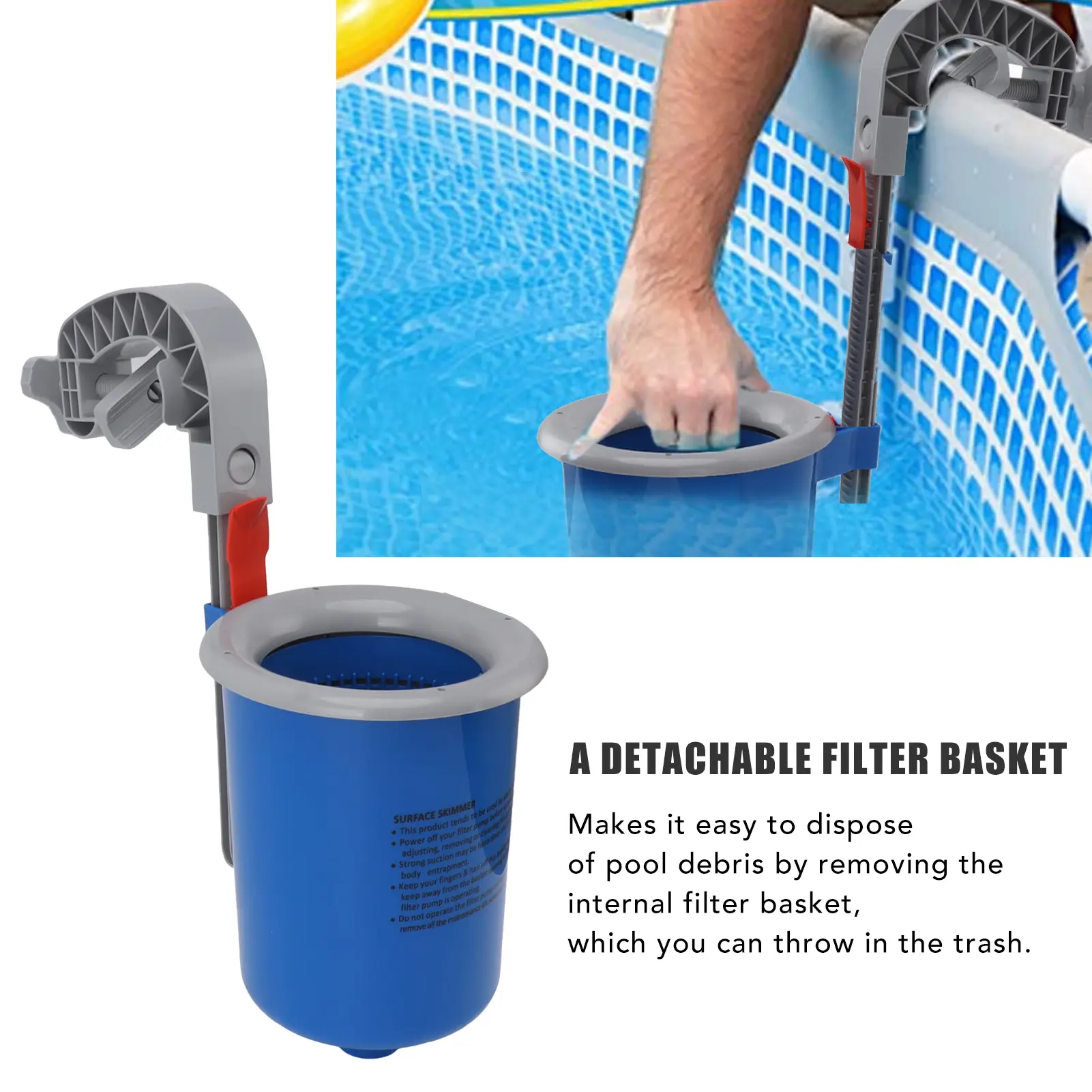 Pool Surface Automatic Skimmer Blue Wall Mount Pool Surface Automatic Skimmer for Pool Cleaning