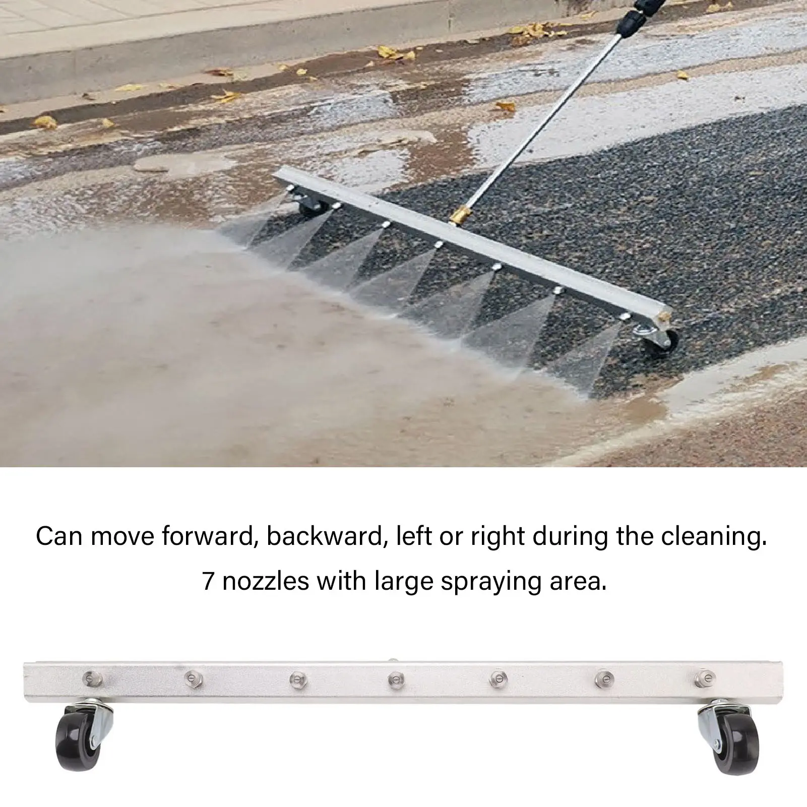 Pressure Washer Water Broom 7 Holes 4000psi 65cm 1/4 Quick Connector Undercarriage Cleaner