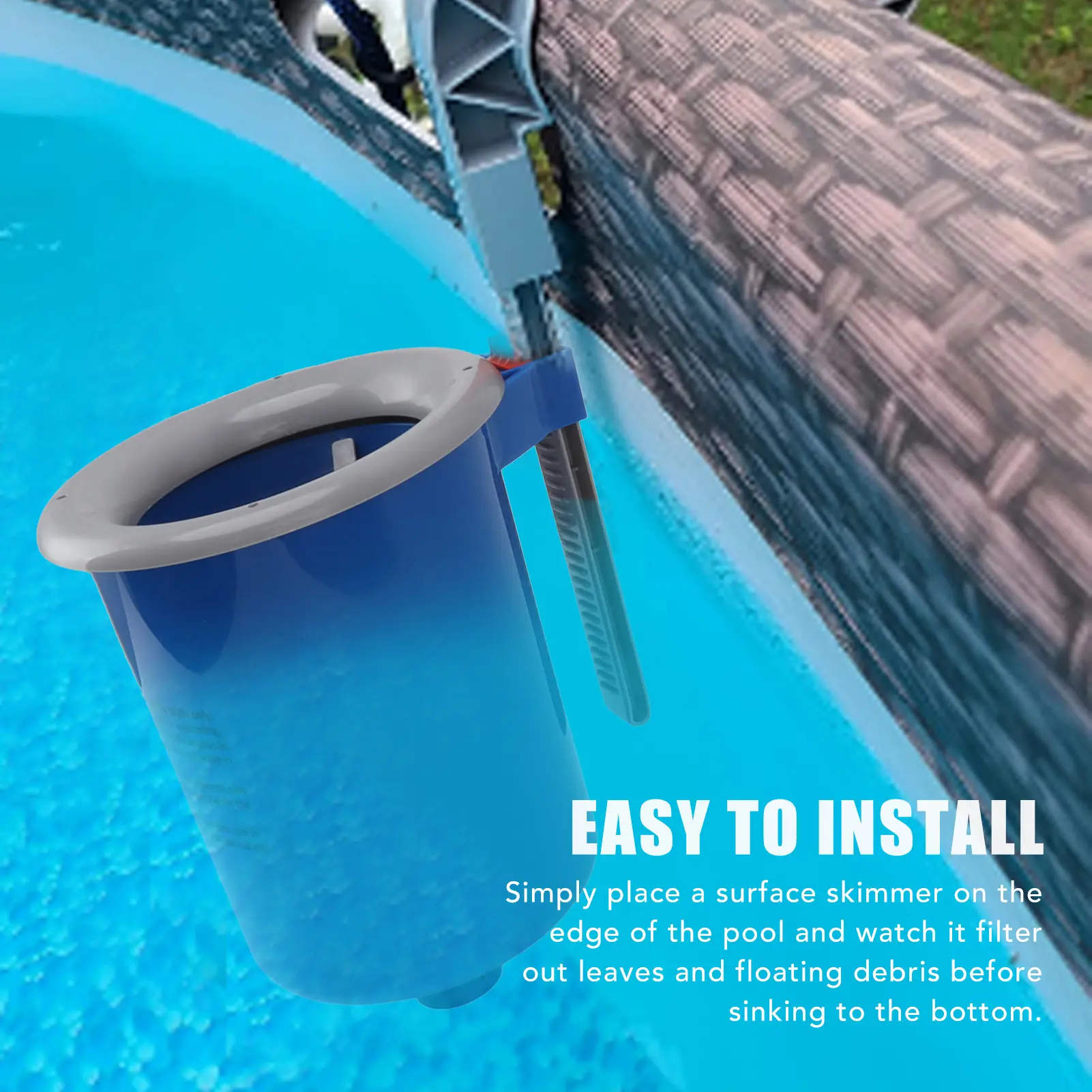 Pool Surface Automatic Skimmer Blue Wall Mount Pool Surface Automatic Skimmer for Pool Cleaning