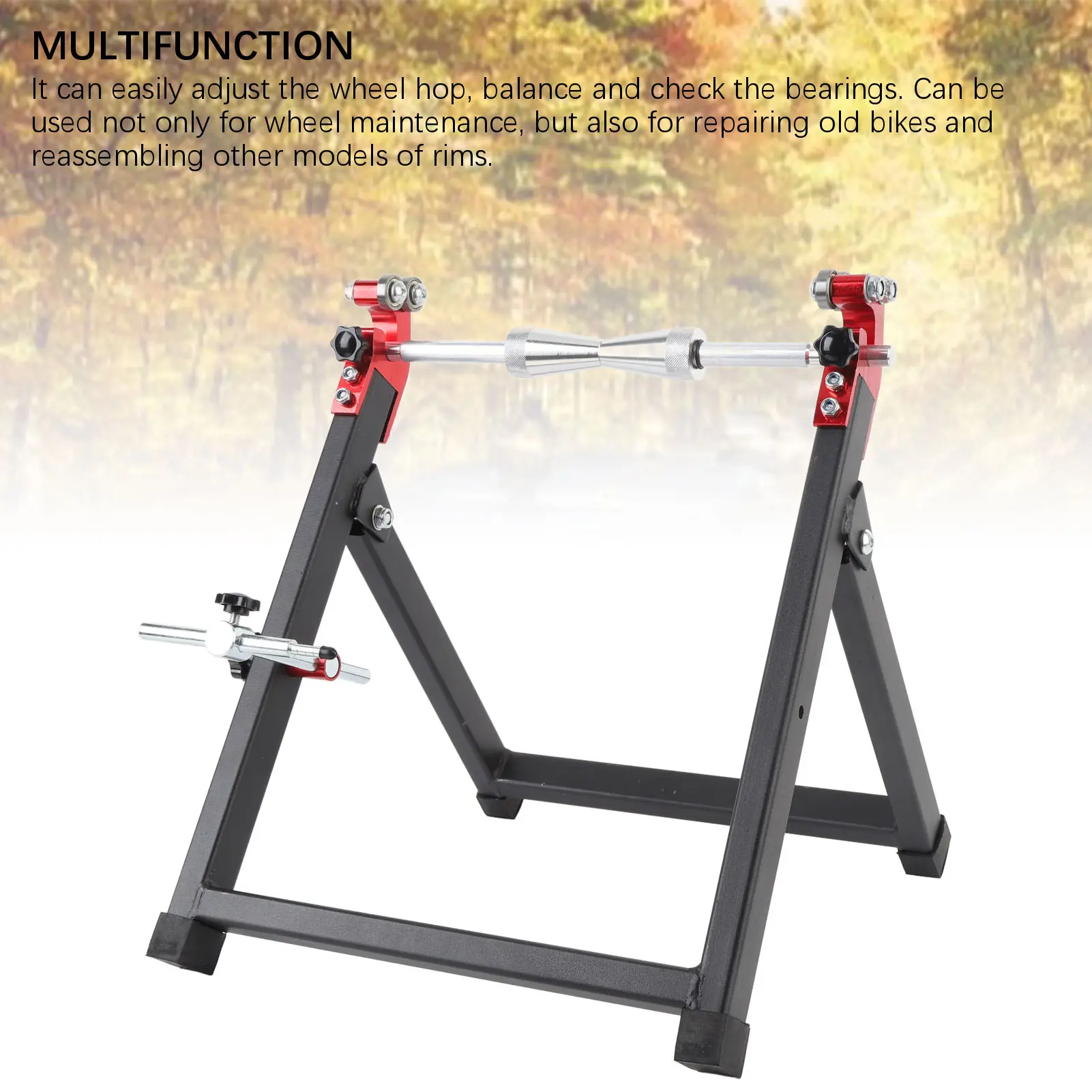 Motorcycle Wheel Truing Stand Motorcycle Wheel Balancer Stand Portable High Stability Foldable  for Sport Dirt Bikes