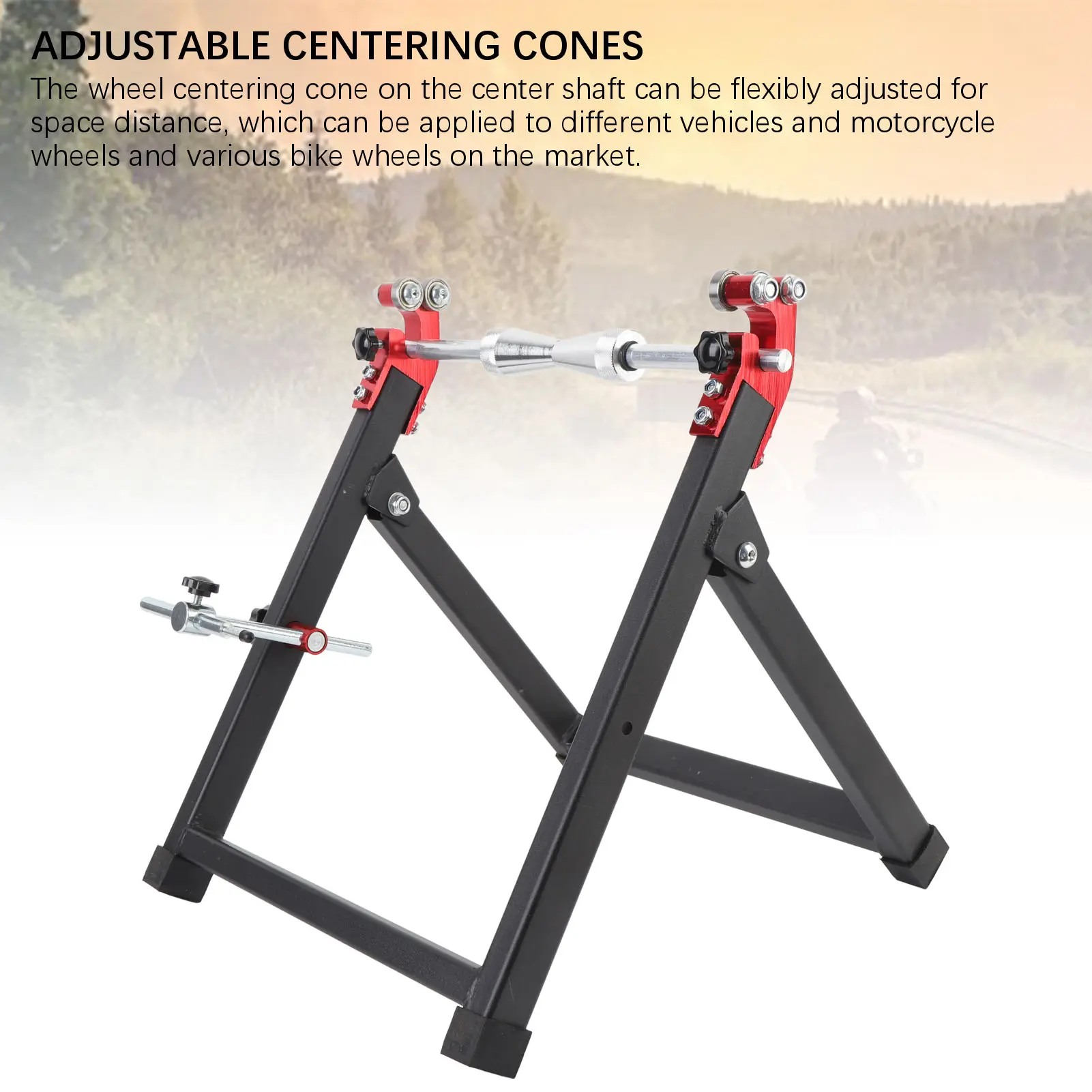 Motorcycle Wheel Truing Stand Motorcycle Wheel Balancer Stand Portable High Stability Foldable  for Sport Dirt Bikes