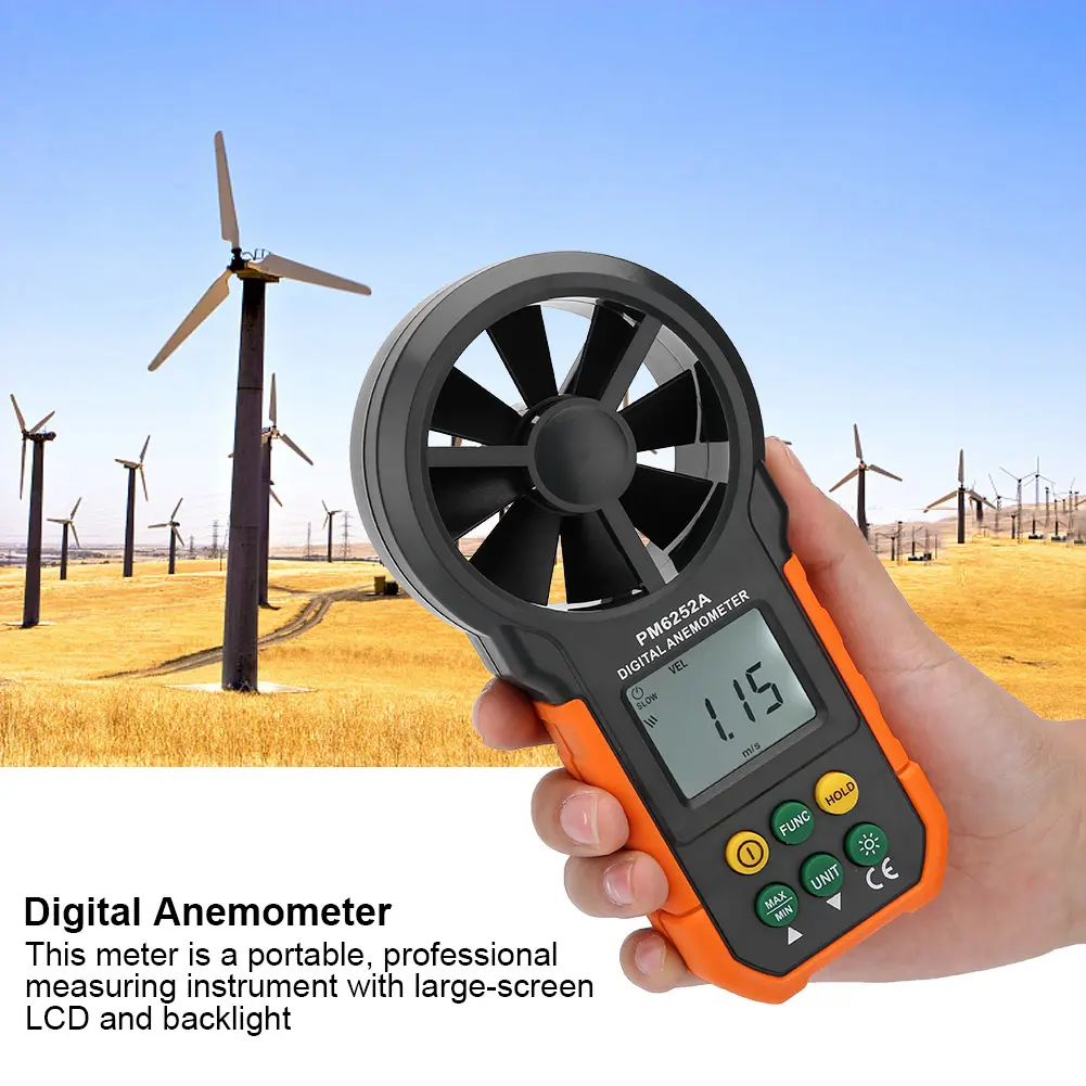PM6252A Digital Anemometer Digital Wind Speed Meter Air Volume Measuring Anemometer