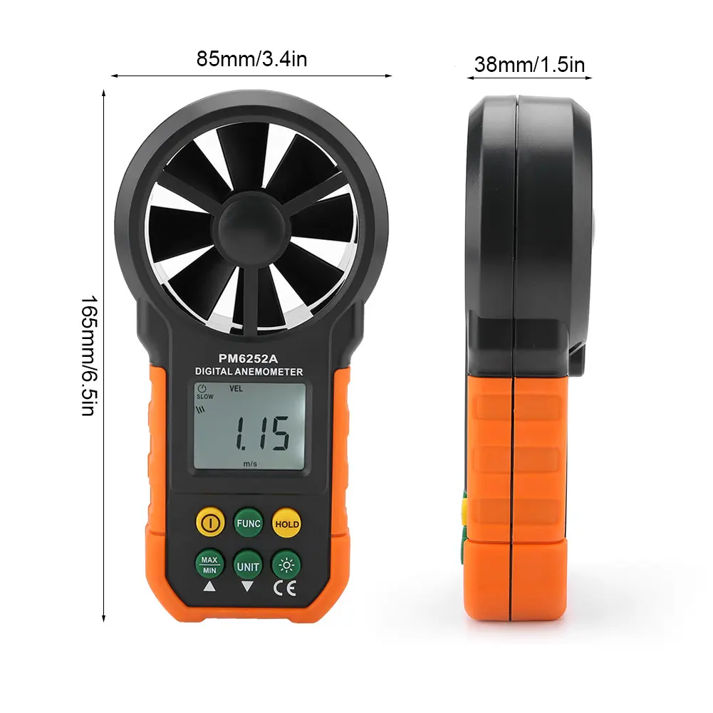 PM6252A Digital Anemometer Digital Wind Speed Meter Air Volume Measuring Anemometer