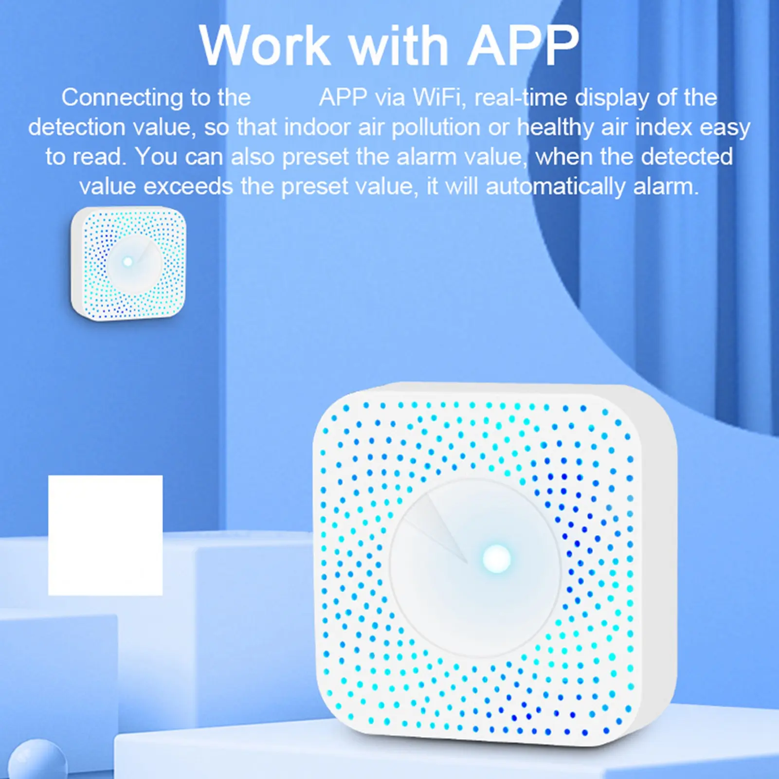 Tuya WiFi Intelligent Air Quality Monitor 6-in-1 Air Housekeeper PM2.5/Formaldehyde/VOC/CO2/Temperature/Humidity Detector Compat