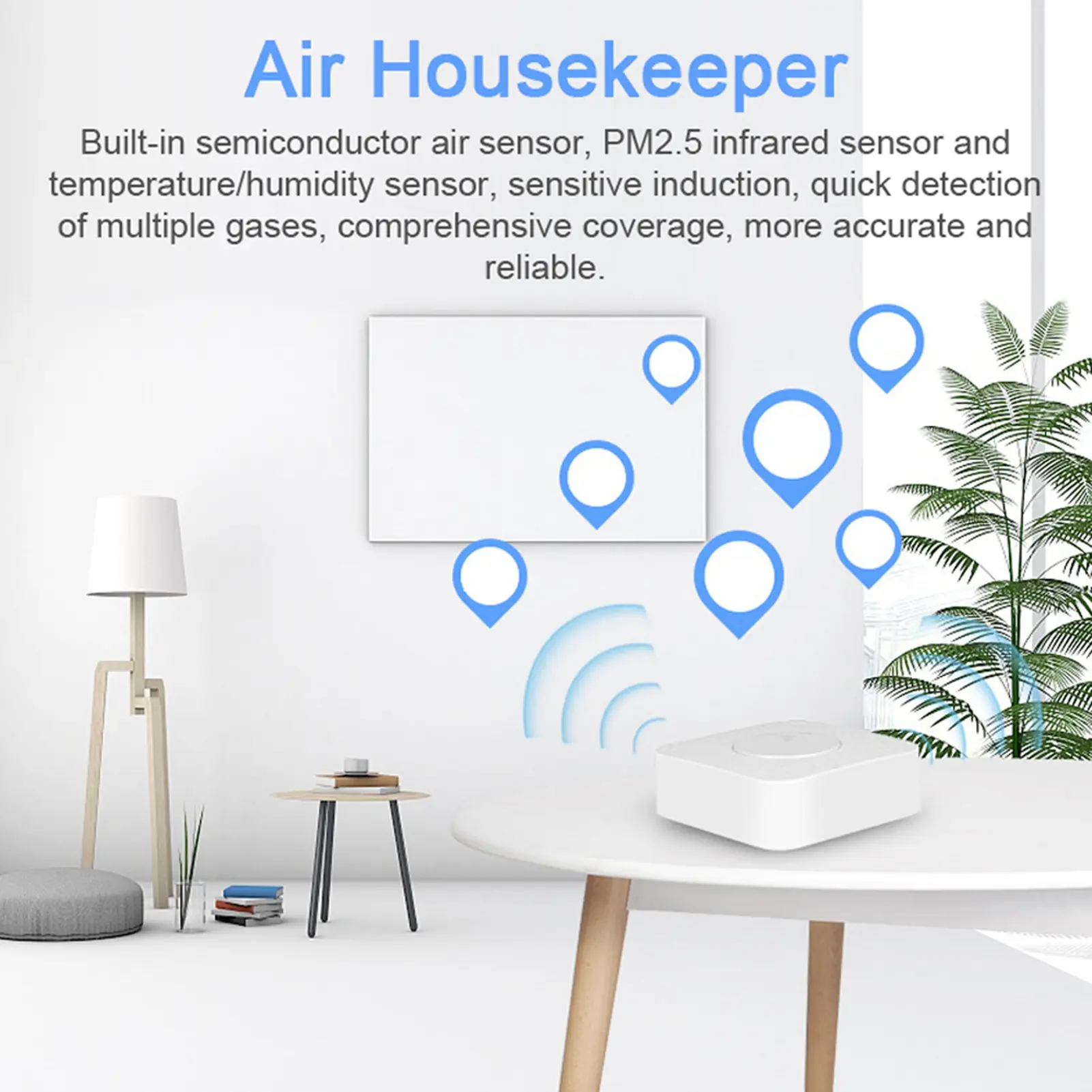 Tuya WiFi Intelligent Air Quality Monitor 6-in-1 Air Housekeeper PM2.5/Formaldehyde/VOC/CO2/Temperature/Humidity Detector Compat
