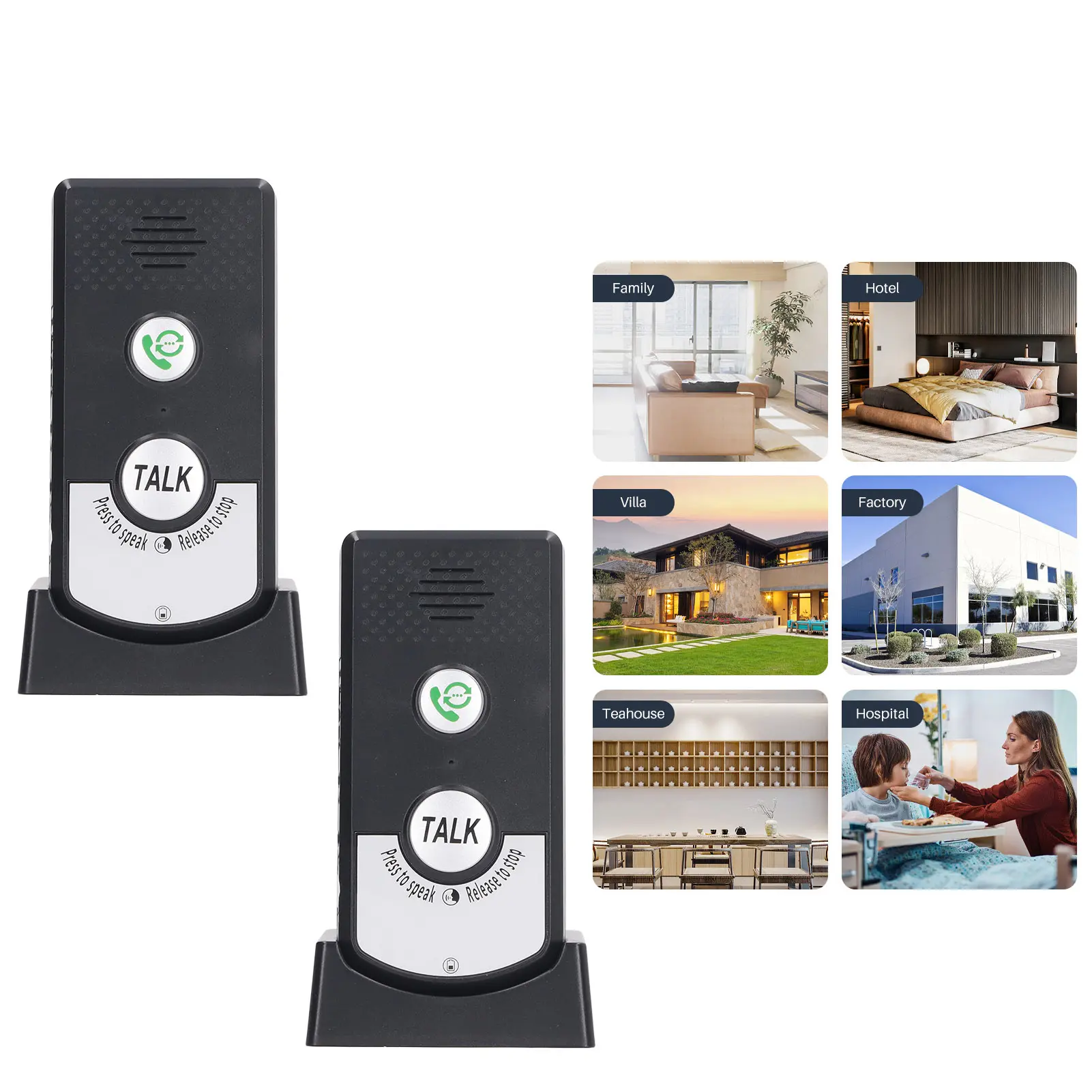Wireless Voice Intercom Home Smart 2 Way Talk Doorbell for Elderly Caregivers and Disabled People