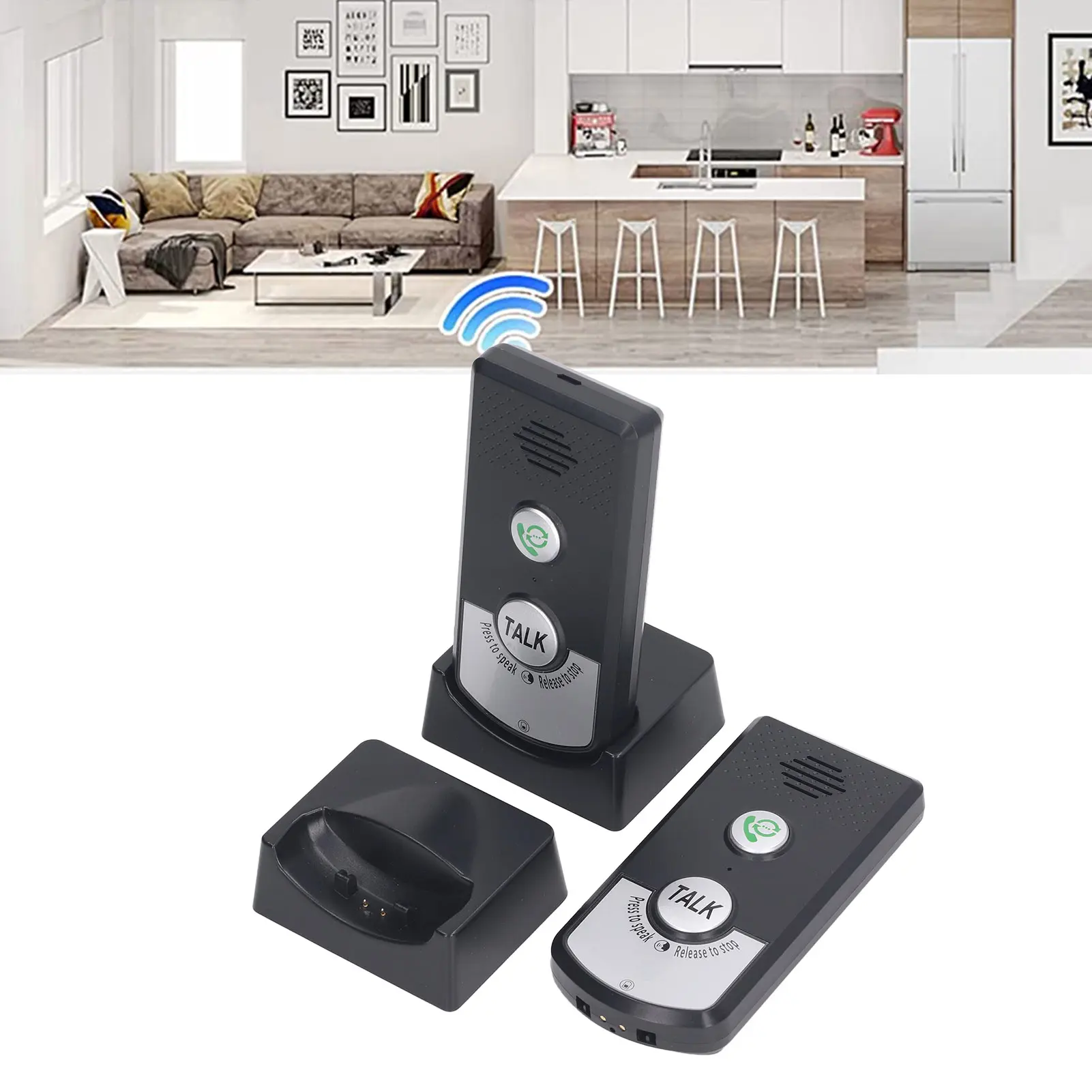 Wireless Voice Intercom Home Smart 2 Way Talk Doorbell for Elderly Caregivers and Disabled People