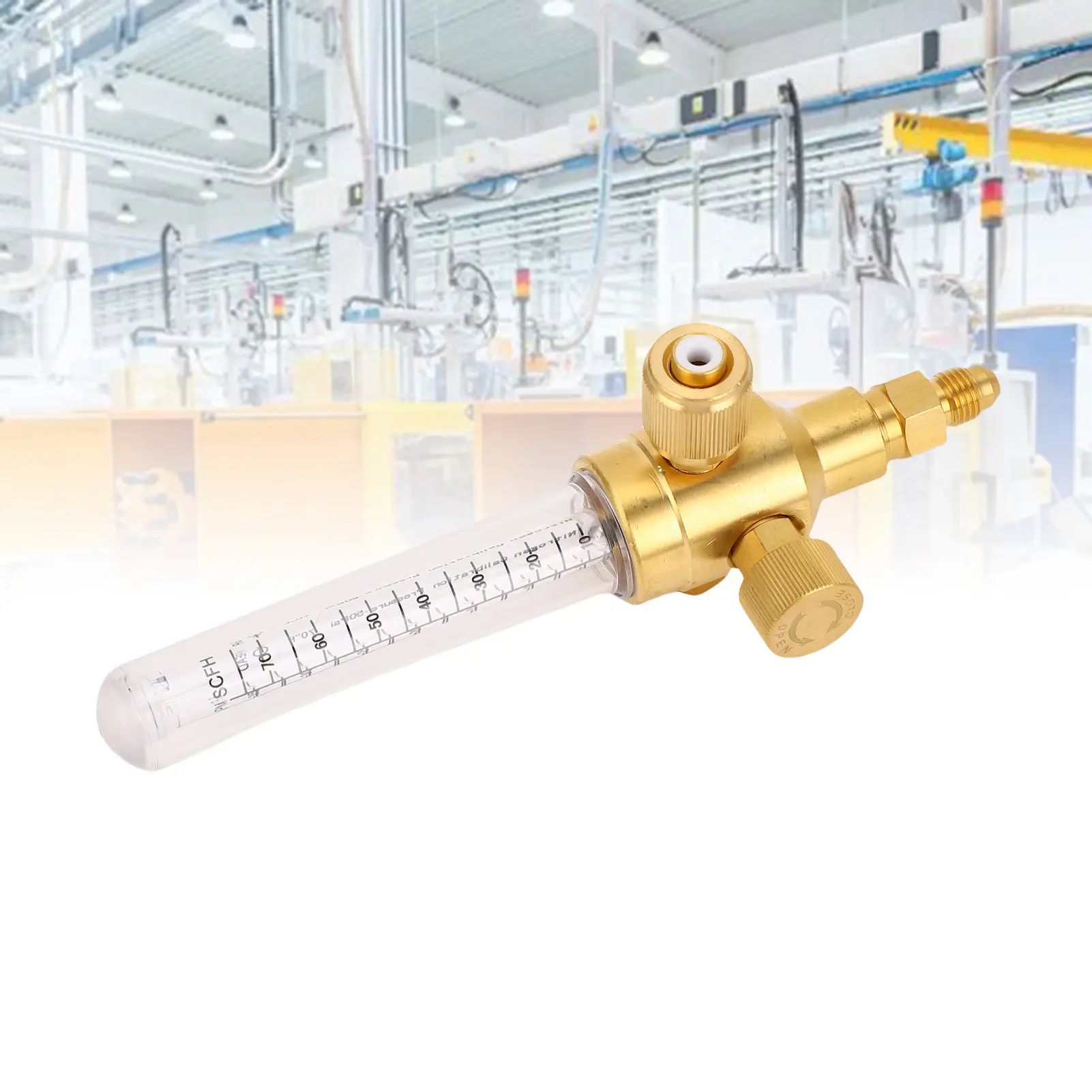 Nitrogen Flow Indicator Pure Copper Double Scale 1/4in Thread Inlet Outlet Connection Nitrogen Flow Indicator