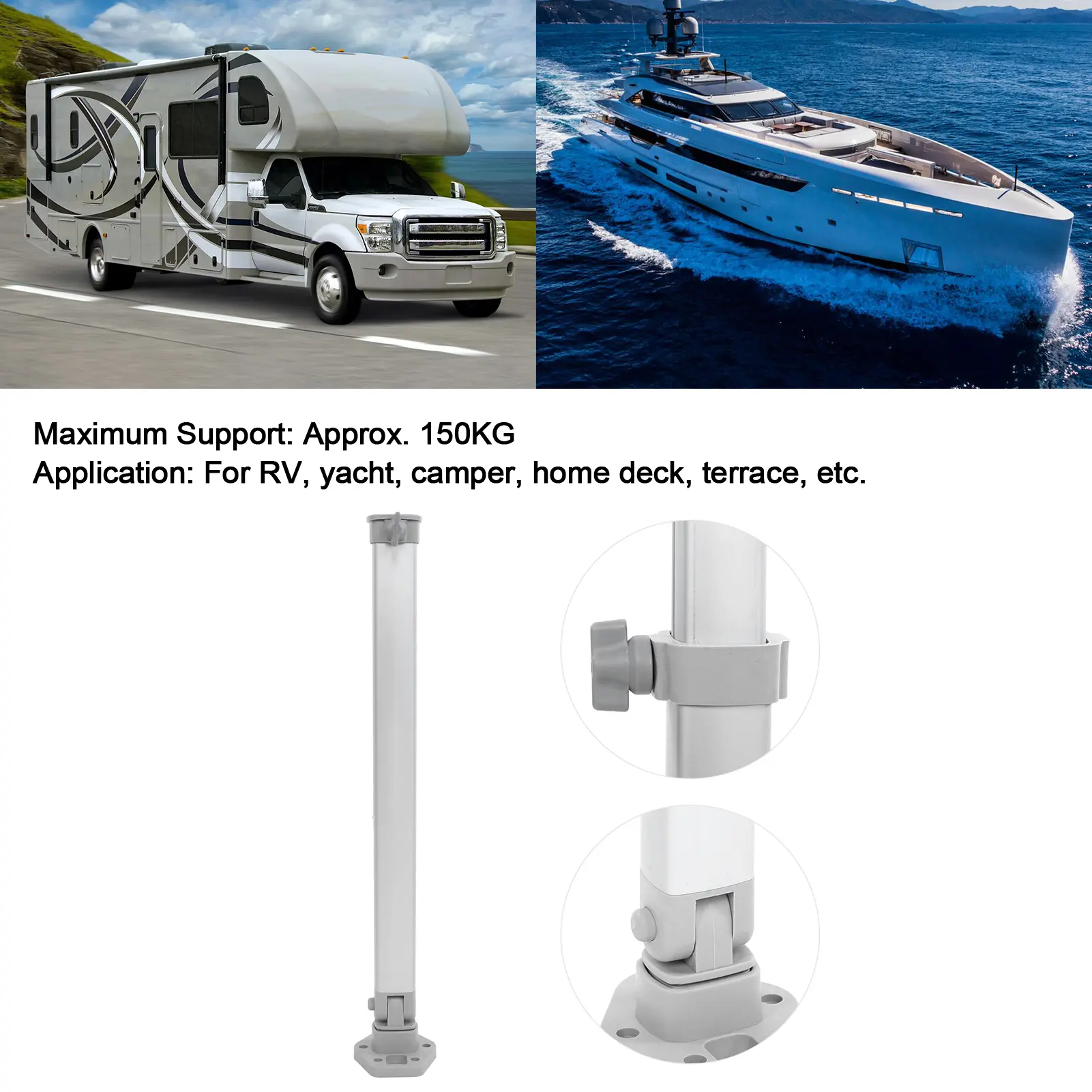 510‑760mm Height Adjustable Table Leg Lifting Telescopic Folding Support for RV Caravan Boat Yacht