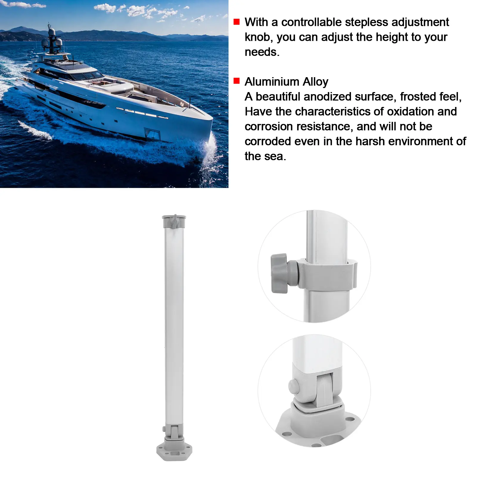 510‑760mm Height Adjustable Table Leg Lifting Telescopic Folding Support for RV Caravan Boat Yacht