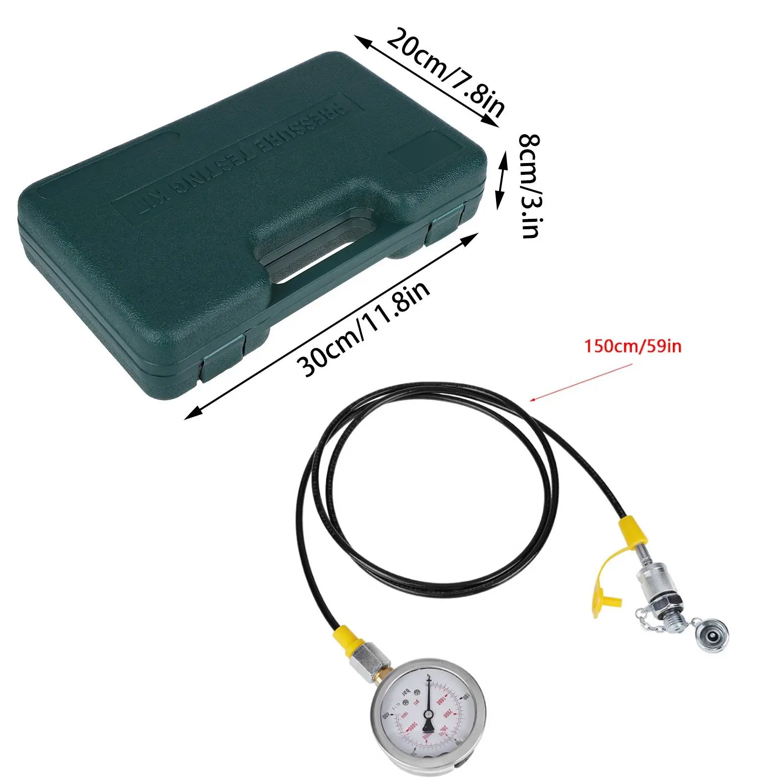 Excavator Hydraulic Pressure Test Kit with Testing Hose Coupling and Gauge