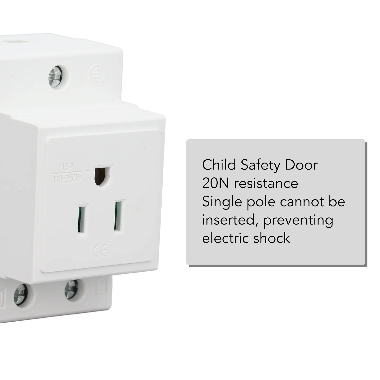 AC Power Socket DIN Rail Socket Built in Protective Contact  Contact Outlet for Distribution Panel
