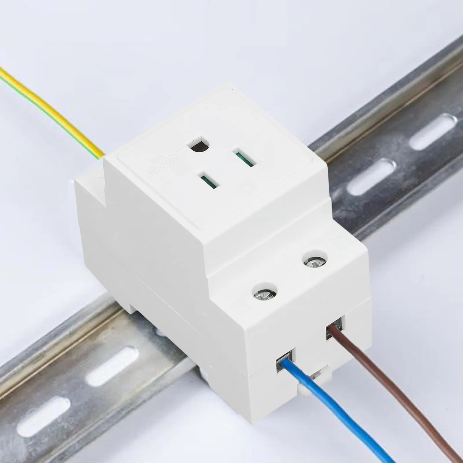 AC Power Socket DIN Rail Socket Built in Protective Contact  Contact Outlet for Distribution Panel