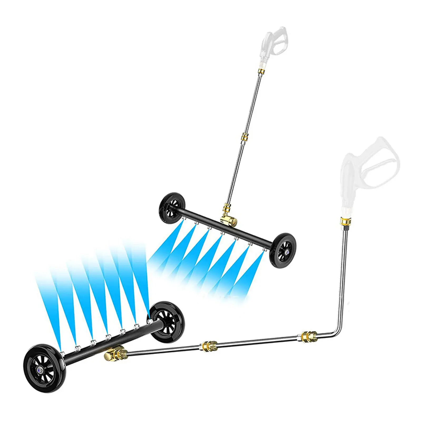 Pressure Washer Undercarriage Cleaner 4000psi 2 in 1 Under Car Water Broom Surface Cleaner with 3 Extension Wands for Balcony Co