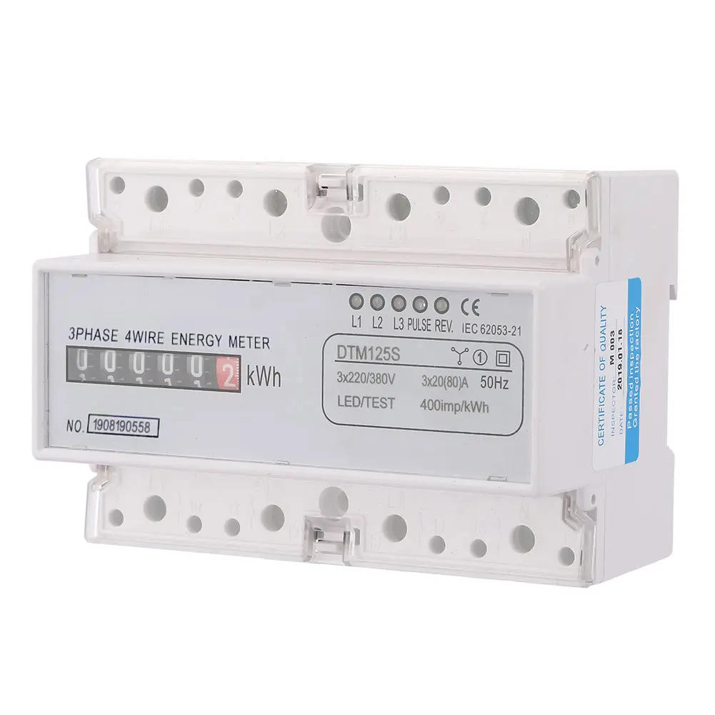 Electric Power Meter 220/380V 20‑80A Energy Consumption Digital Electric Power Meter 3 Phase KWh Meter