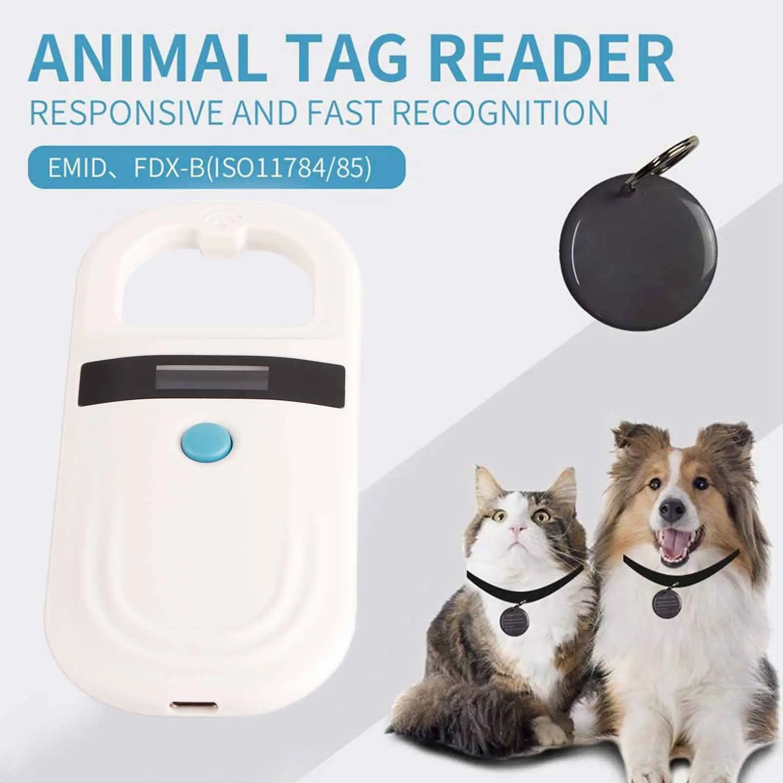 RFID Reader Animal Reader 134.2kHz 125kHz Pet ID Reader Rechargeable Animal Microchip Scanner FDX-B Glass Chip Tag Reader