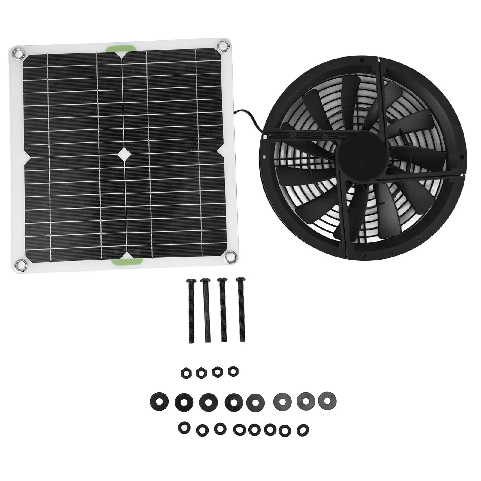 100W Solar Panel Fan Kit 10in Waterproof Solar Panel Round Ventilation Case Exhaust Fan for Chicken Coop Greenhouse Shed