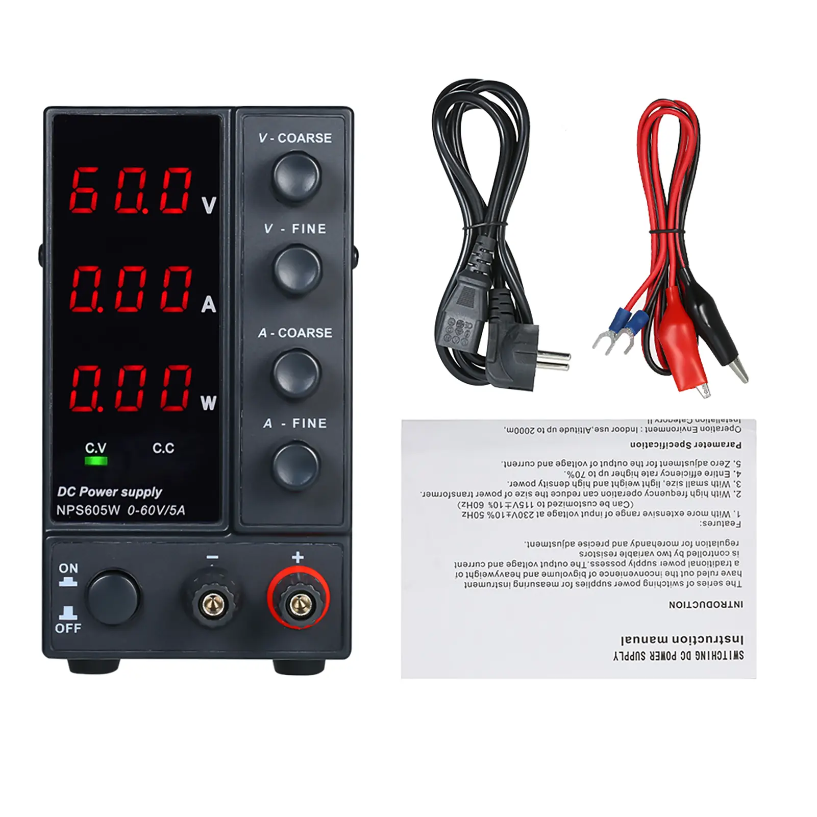 wanptek Switching DC Power Supply NPS605W 0-60V 0-5A 3-digit LED Display High Precision Adjustable Mini Power Supply AC 115V/230