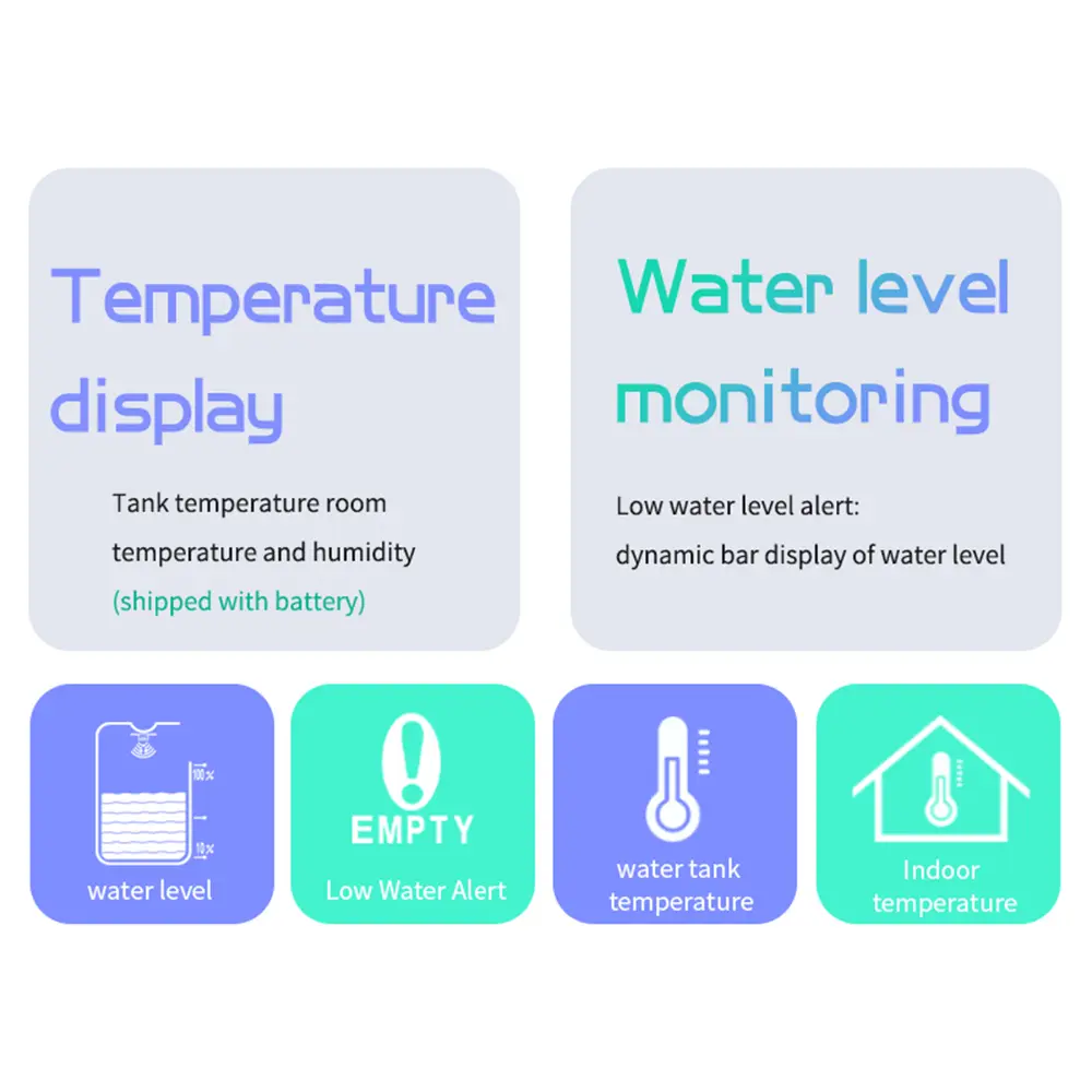 Wireless Ultrasonic Level Gauge Water Tank Liquid Level Meter with Temperature Sensor Liquid Depth Level Gauge Indicator with Ti