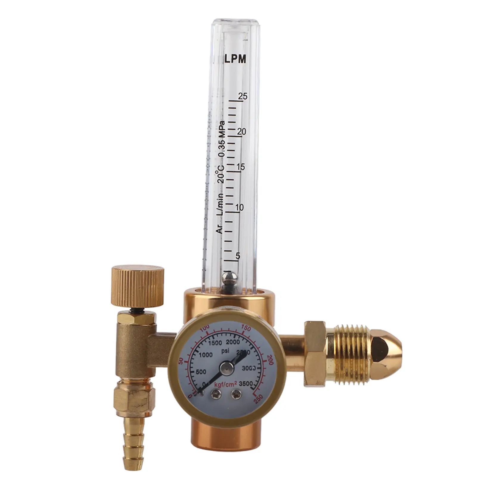 All Brass Argon Pressure Reducer Gas Flowmeter G5/8 Male Thread CGA580 Connector