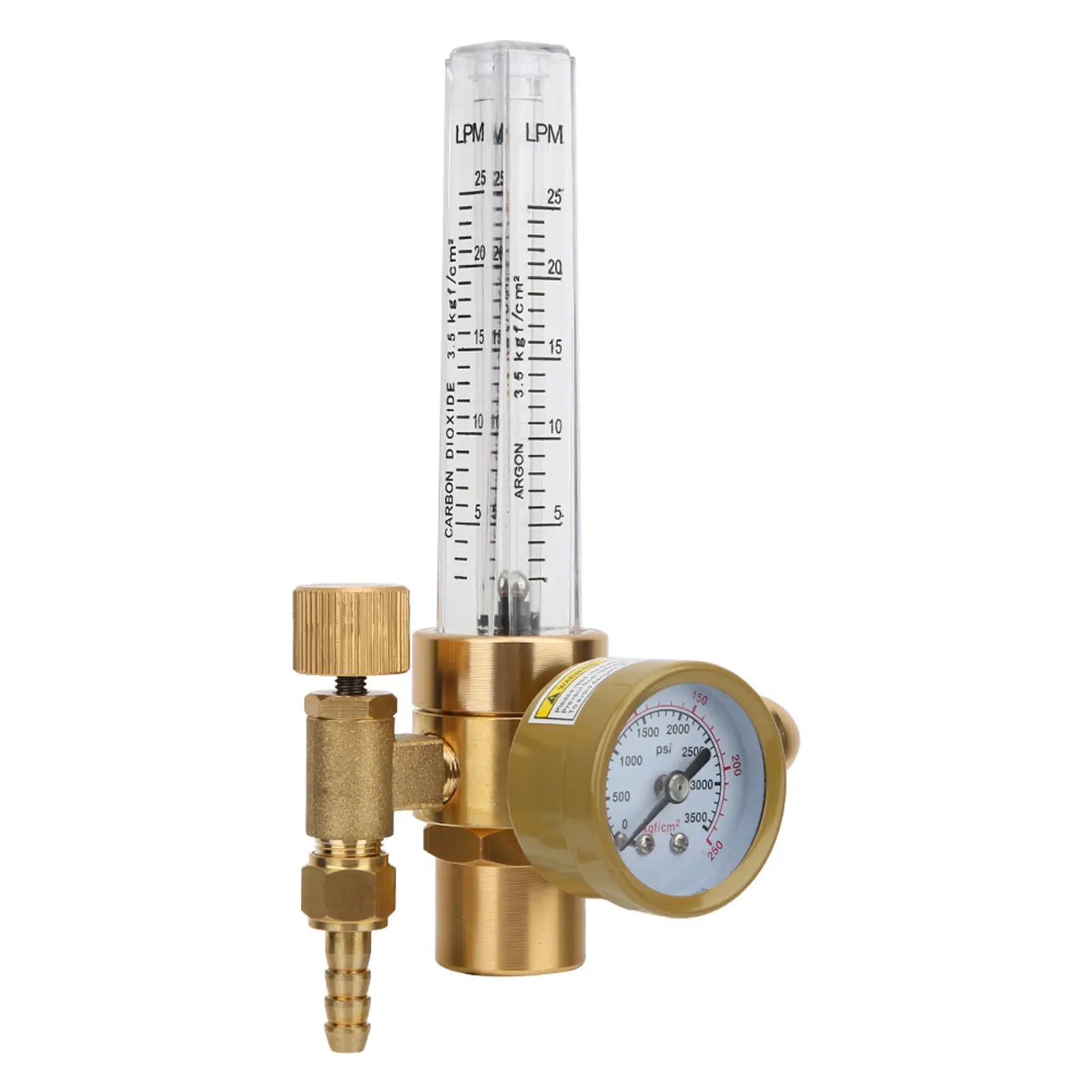All Brass Argon Pressure Reducer Gas Flowmeter G5/8 Male Thread CGA580 Connector