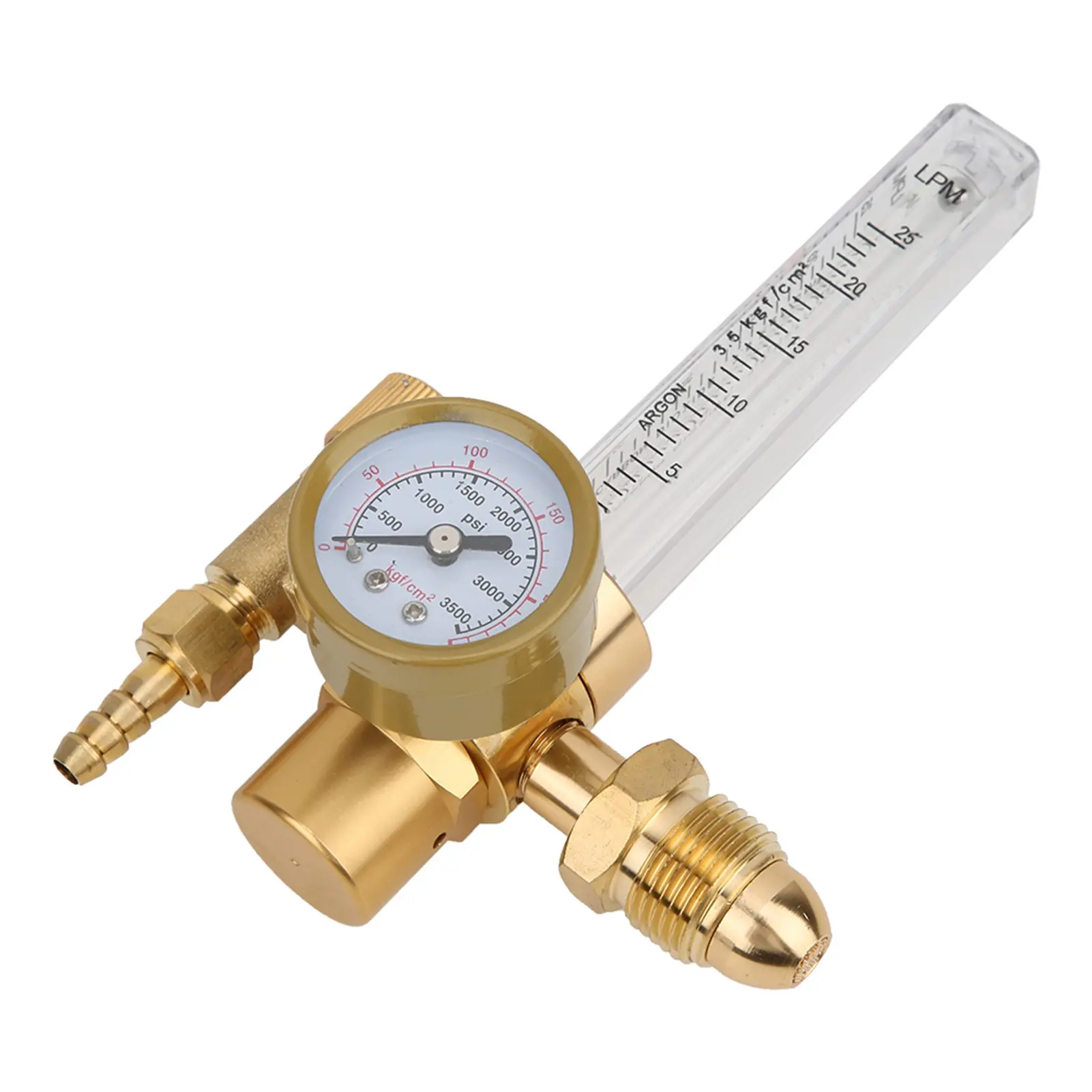 All Brass Argon Pressure Reducer Gas Flowmeter G5/8 Male Thread CGA580 Connector