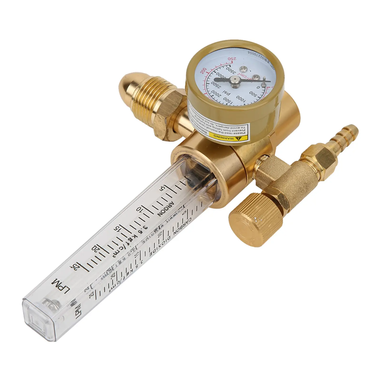 All Brass Argon Pressure Reducer Gas Flowmeter G5/8 Male Thread CGA580 Connector