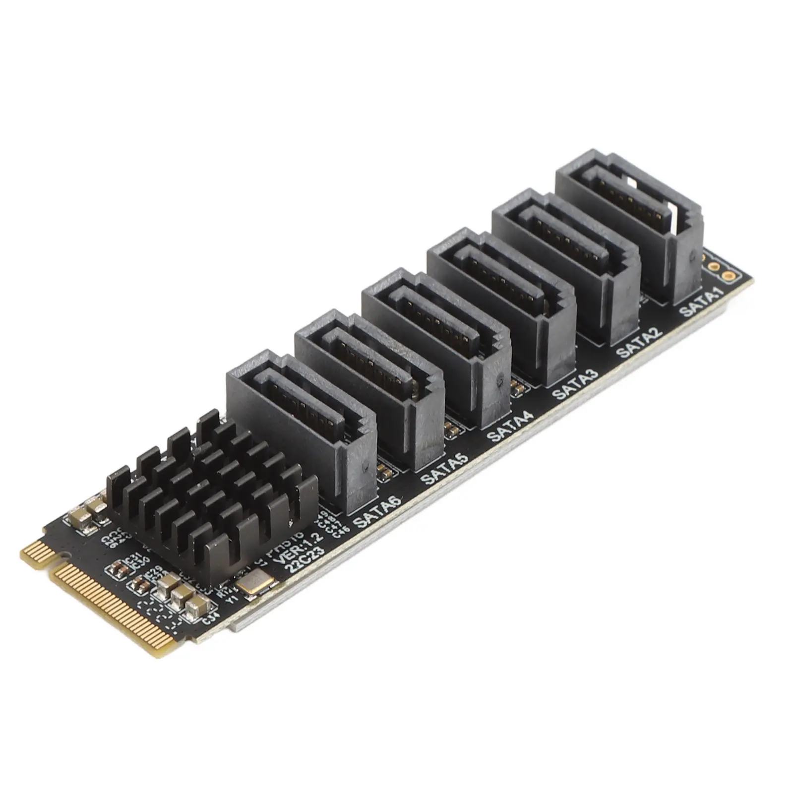 M.2 to SATA3.0 Adapter Card 6Gbps High Speed ASM1166 M.2 PCIE to SATA Expansion Card with Smart Indicator