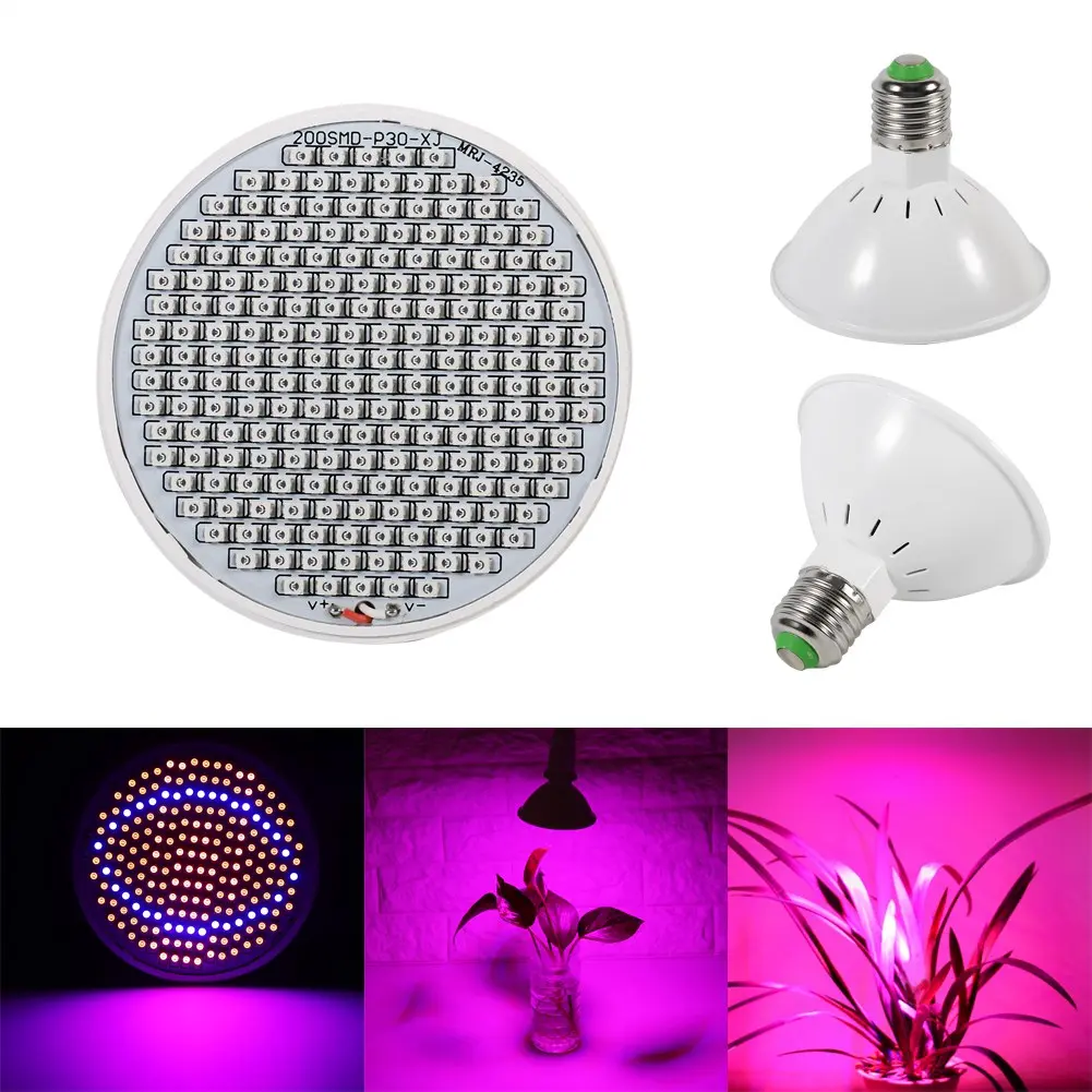24W 200‑LED Plant Grow Light E27 Hydroponic Flower Veg Growing Lamps 85~265V