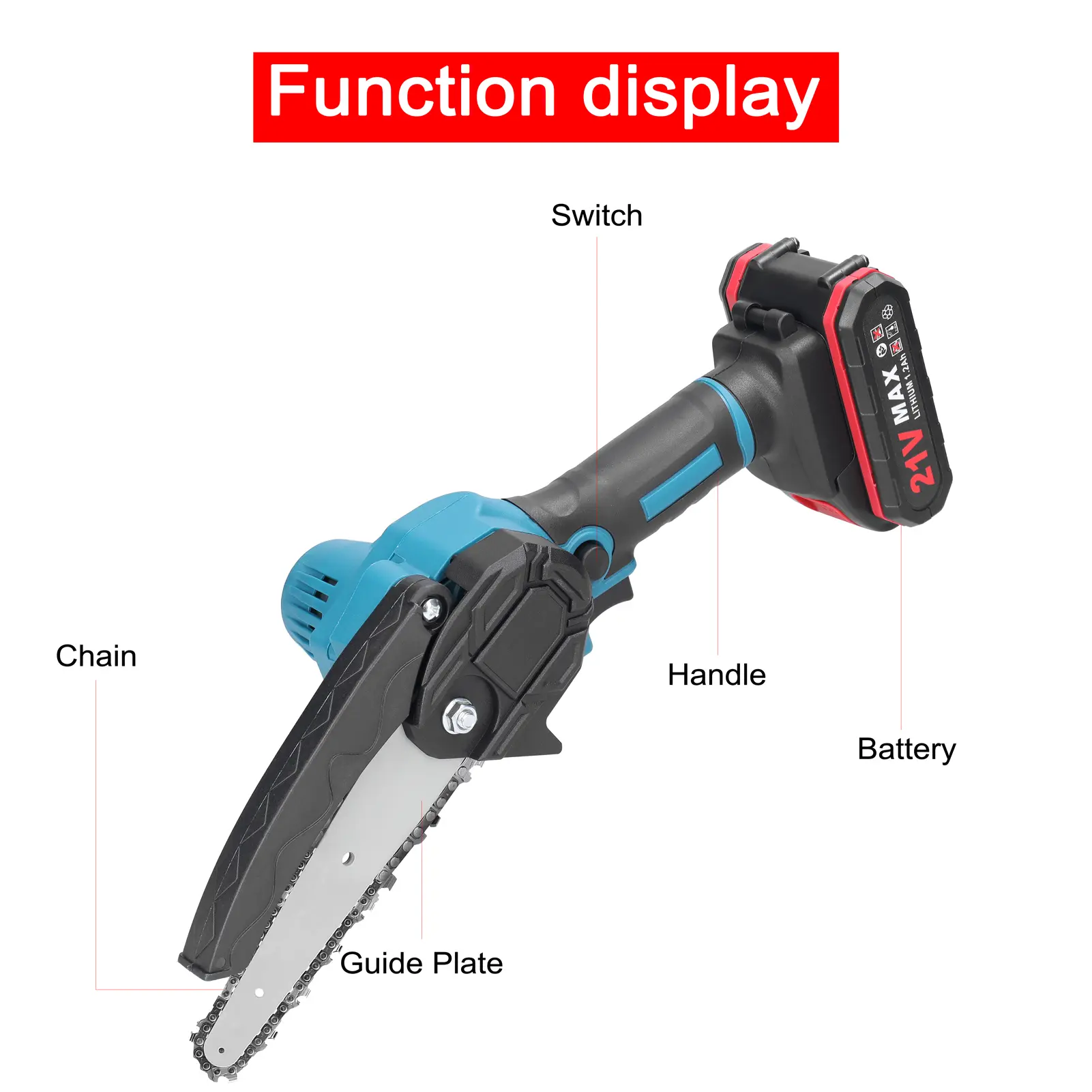 21V 6inch Portable Electric Pruning Saws Small Wood Splitting Chainsaw Brush Motor One-handed Woodworking Tool for Garden Orchar