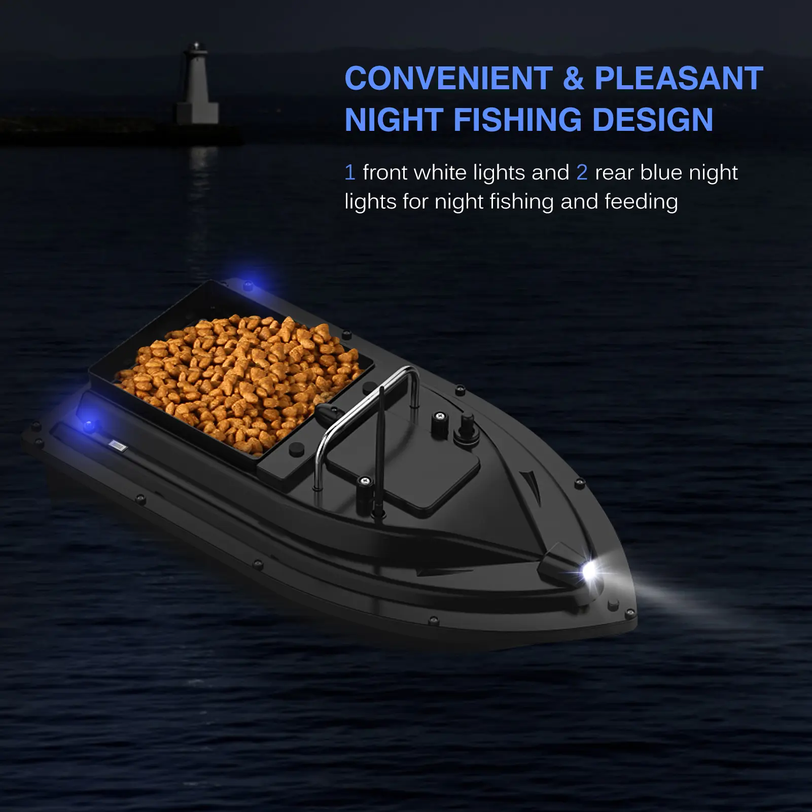 GPS Fishing Bait Boat with Large Bait Container Automatic Bait Boat with 400-500M Remote Range