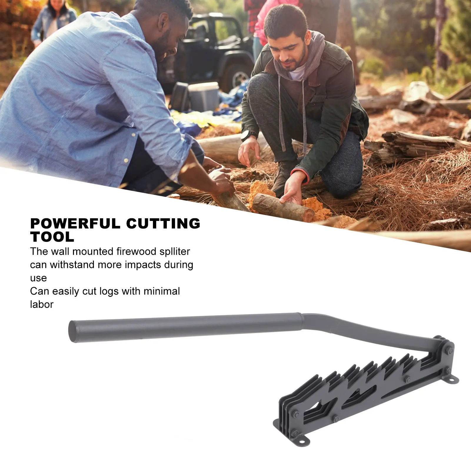 Wall Mounted Kindling Splitter High Carbon Steel Detachable Powerful Wall Mounted Log Splitter for Home