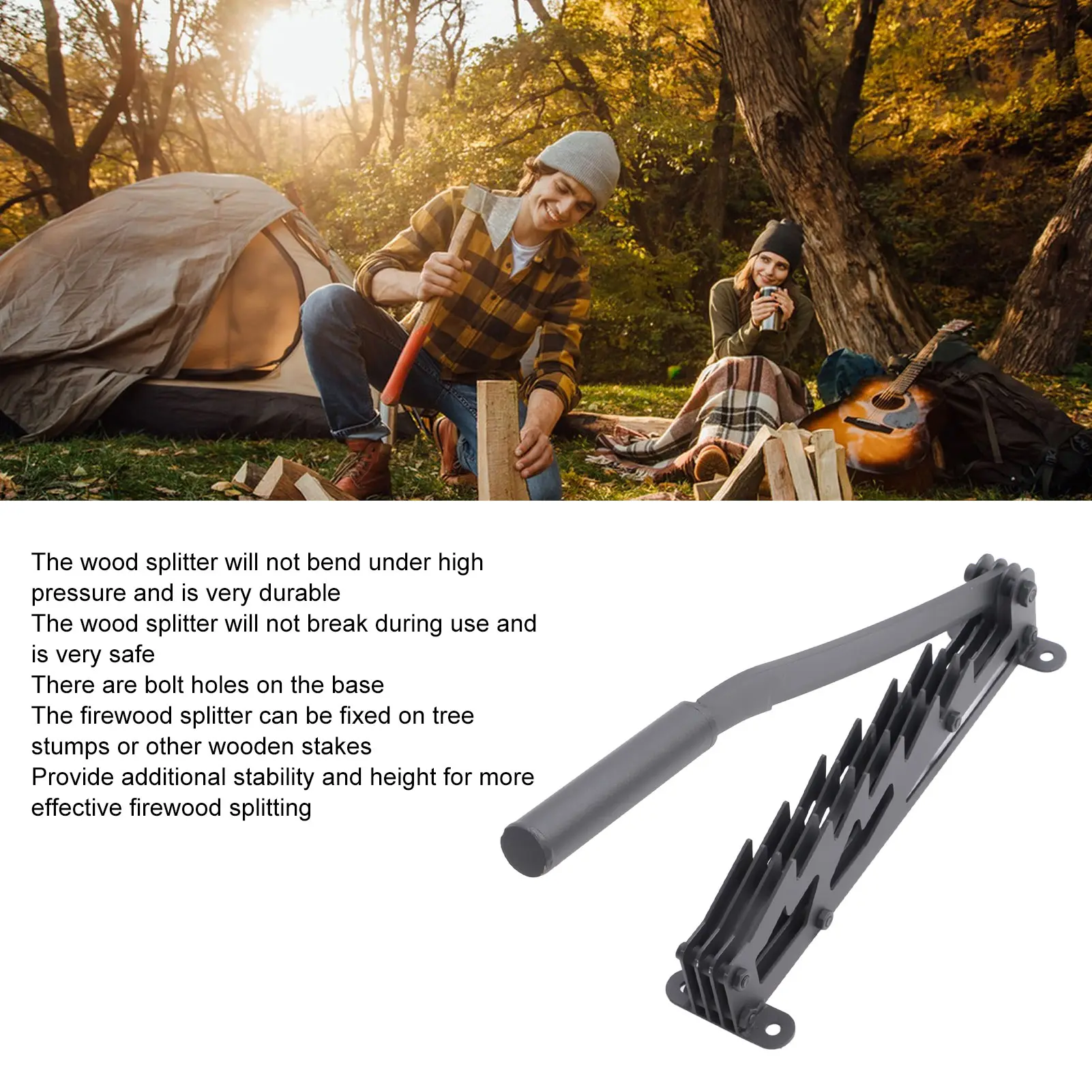 Wall Mounted Kindling Splitter High Carbon Steel Detachable Powerful Wall Mounted Log Splitter for Home