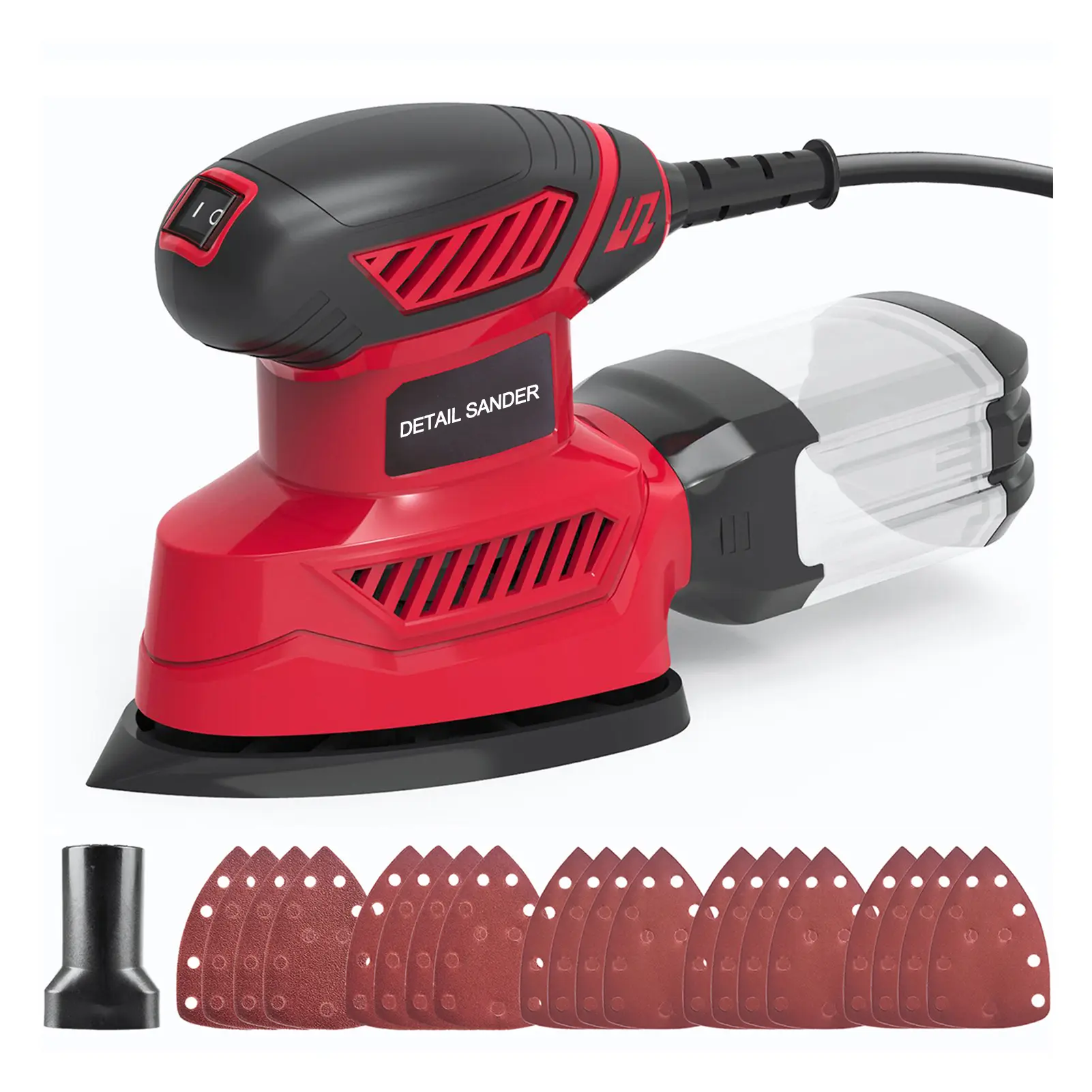 14000RPM Electric Detail Sander Compact Electric Sander 20Pcs Sandpapers Dust Collection Port Connected with the Vacuum Cleaner