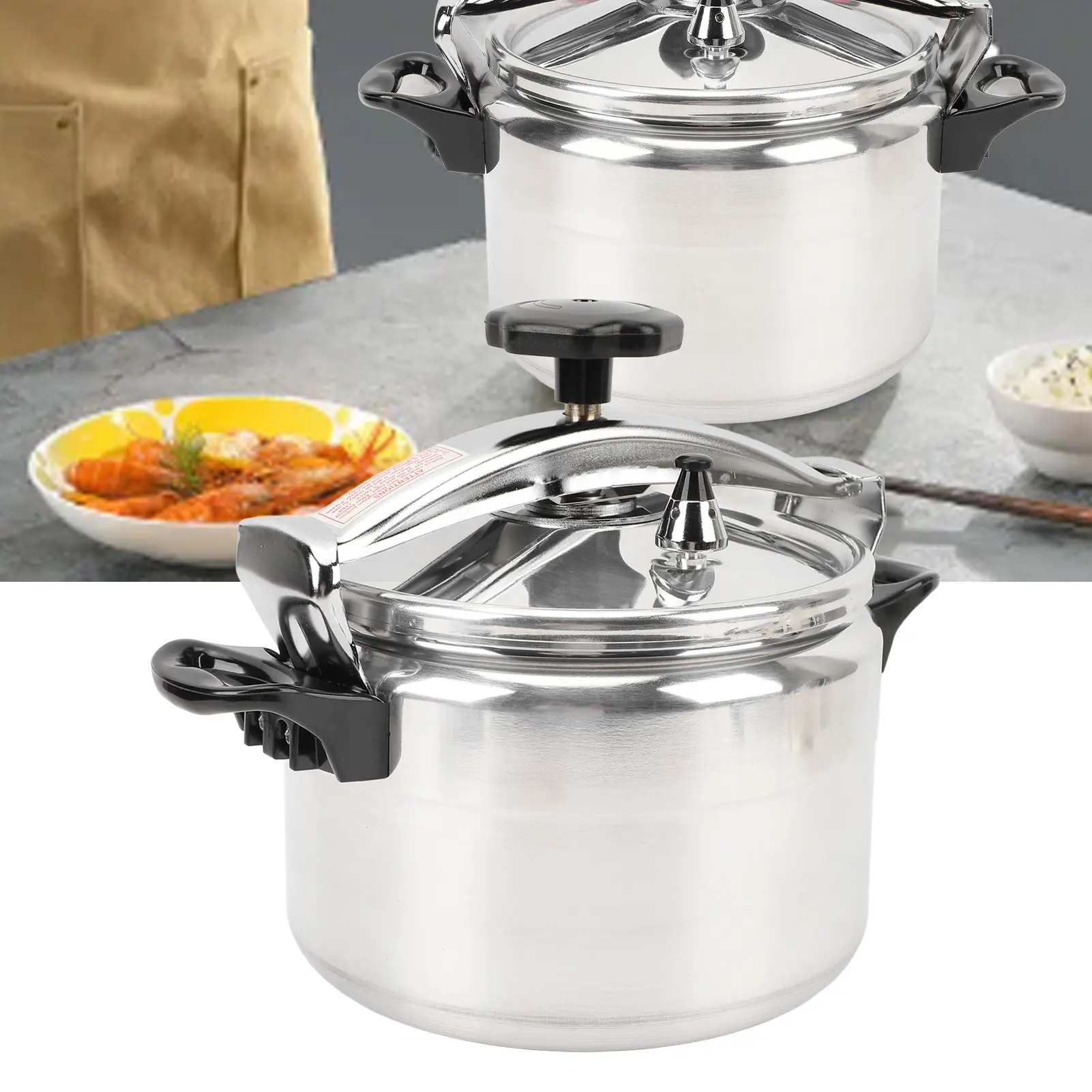 Pressure Cooker Professional 7L Large Capacity Efficient Safety non Coating Double Ears Aluminum Pressure Canner for Gas Stove