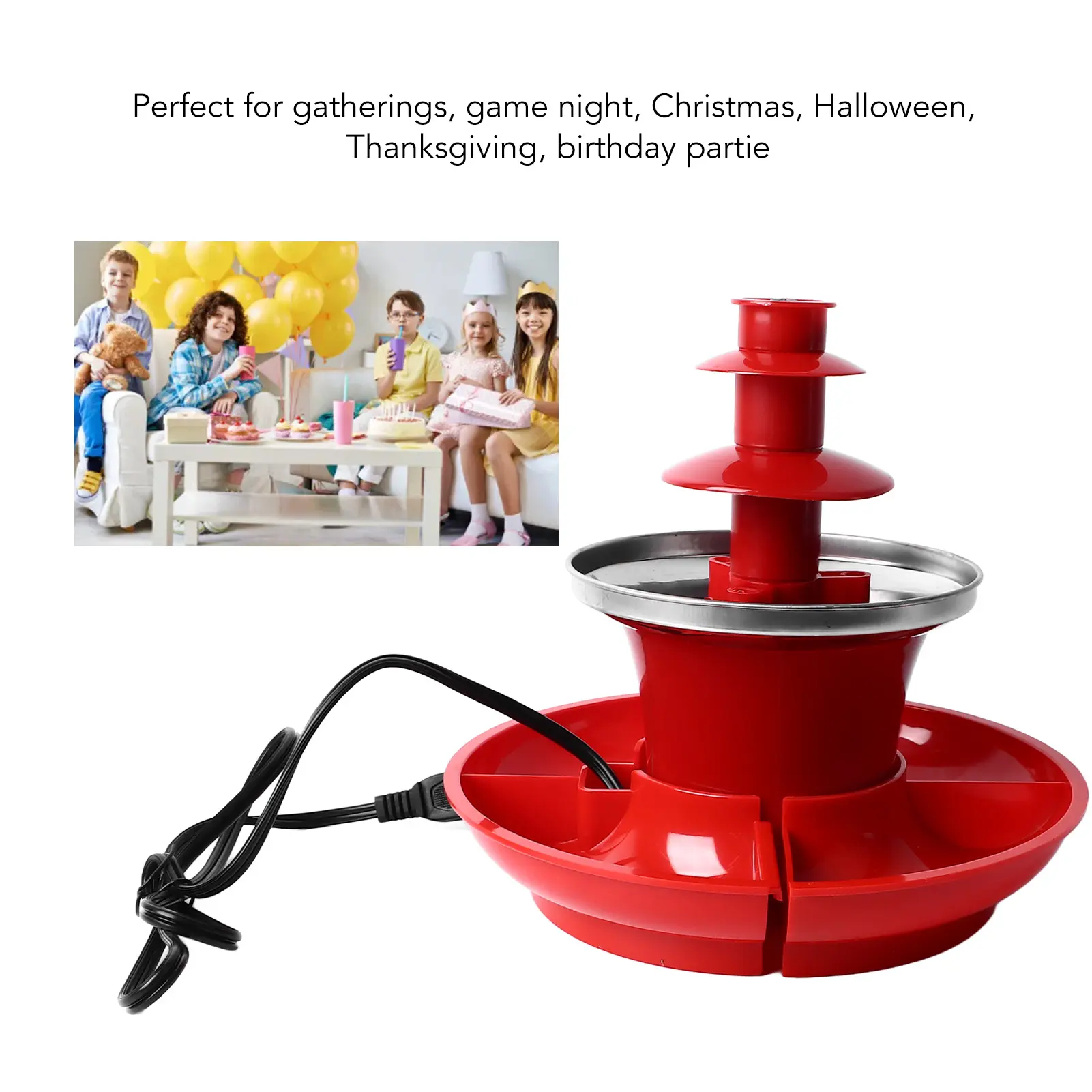 3 Layer Chocolate Fountain Detachable Mini Chocolate Chocolate Melt Fondue for Party Games Night Christmas Halloween
