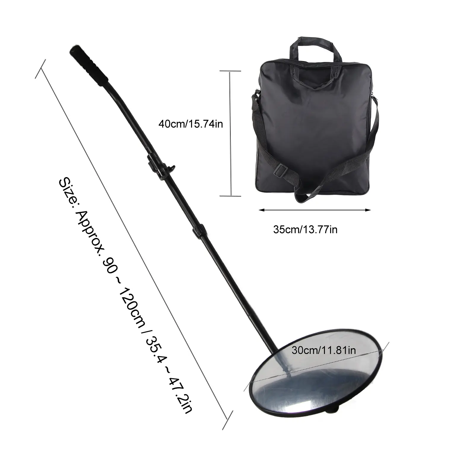 Under Car Inspection Mirror with Light Telescoping Handle Adjustable Angle Magnifying Vehicle Security Tool